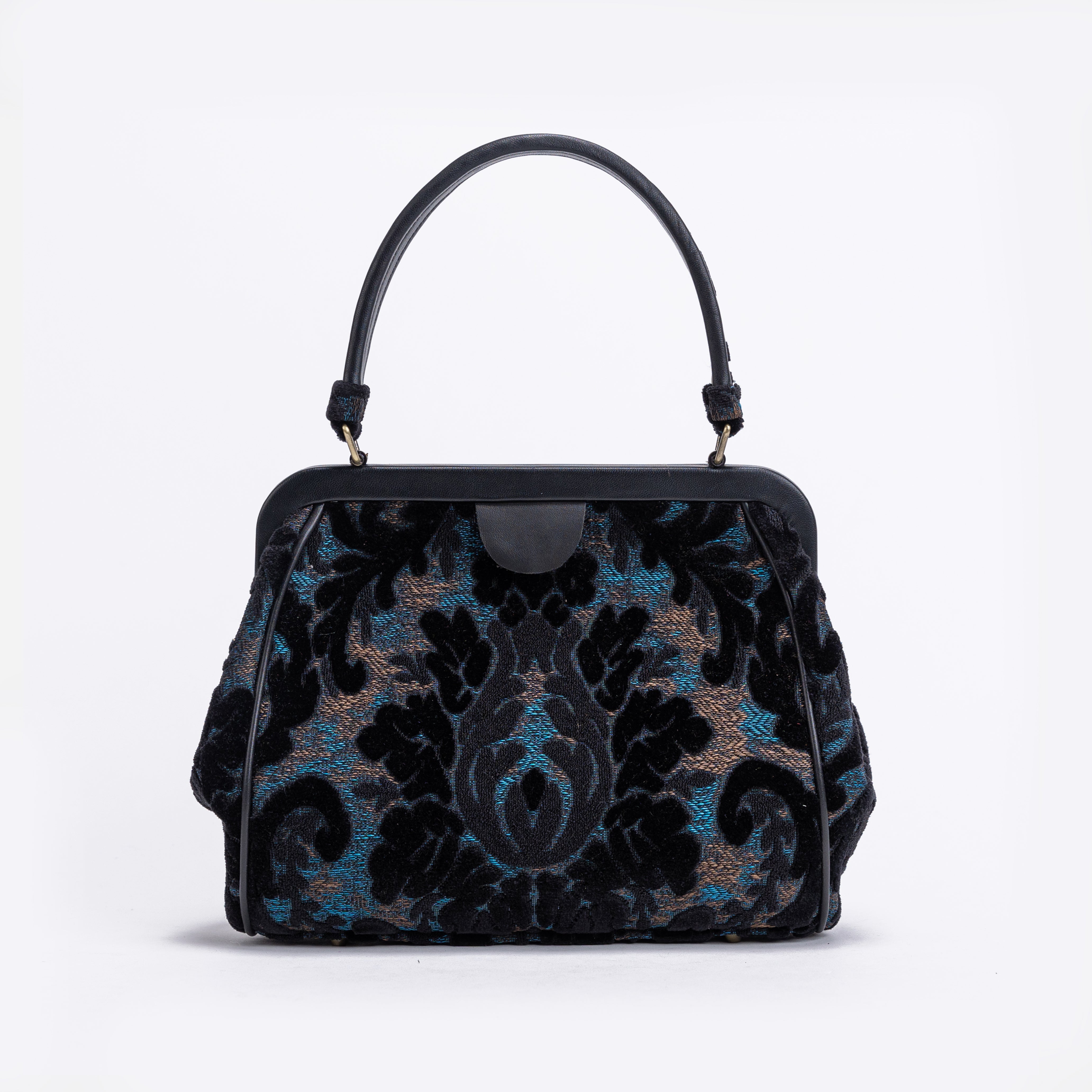 Burnout Velvet Black Alma Satchel Carpet Bag main