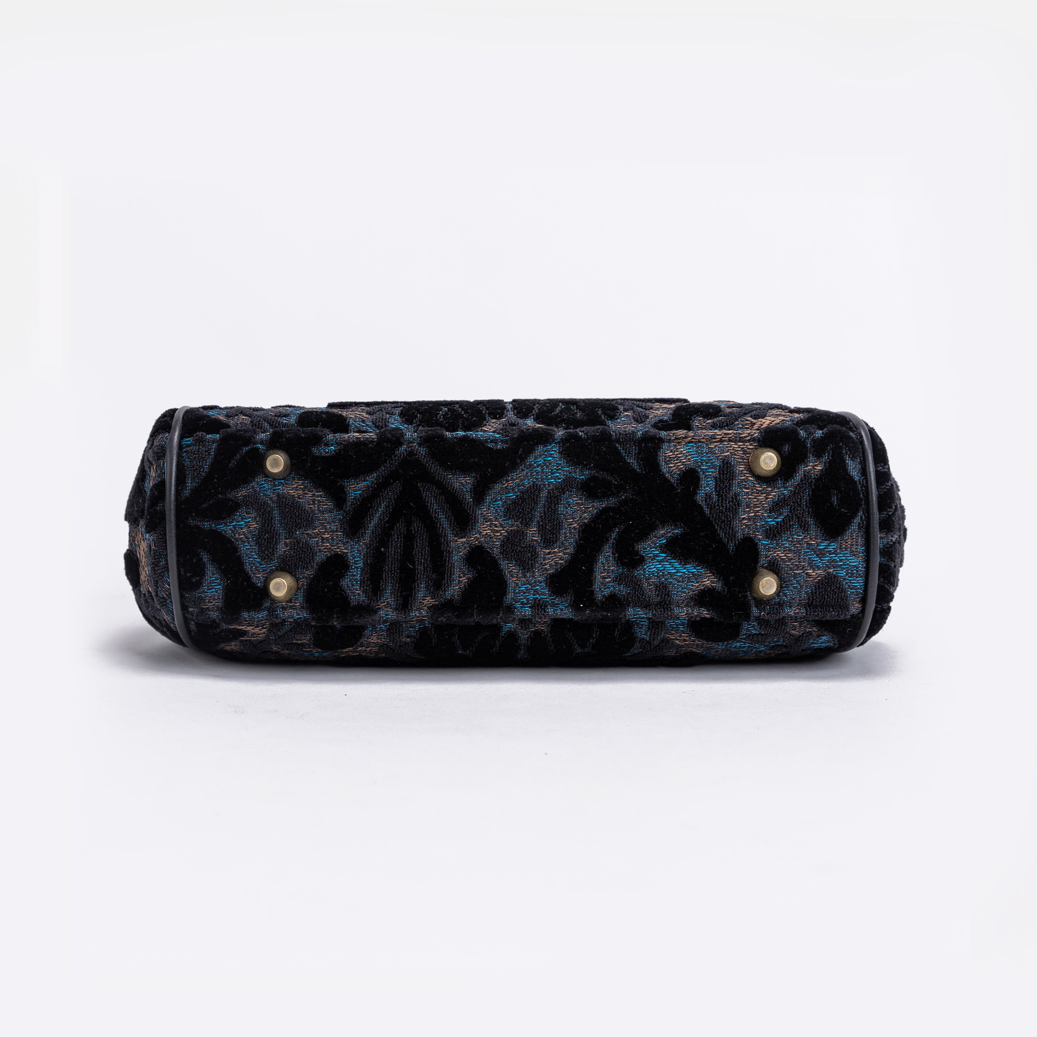 Burnout Velvet Black Alma Satchel Carpet Bag bottom
