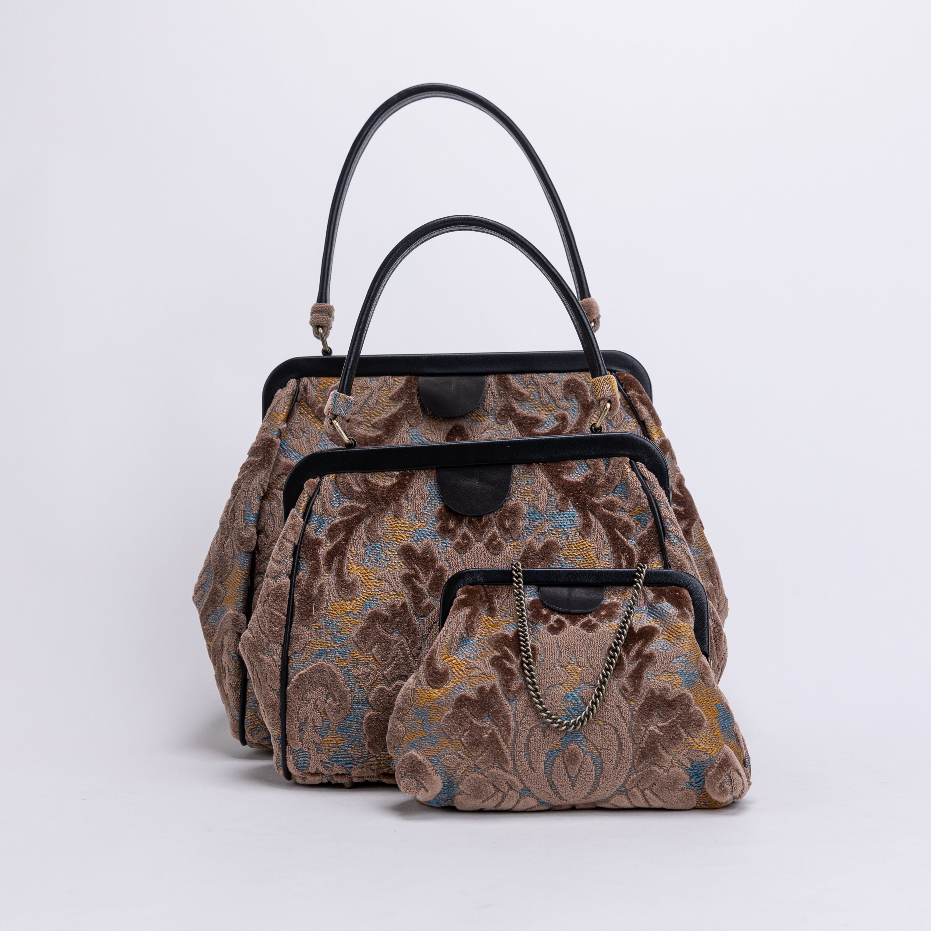 Burnout Velvet Camel Alma Carpet Bag of America
