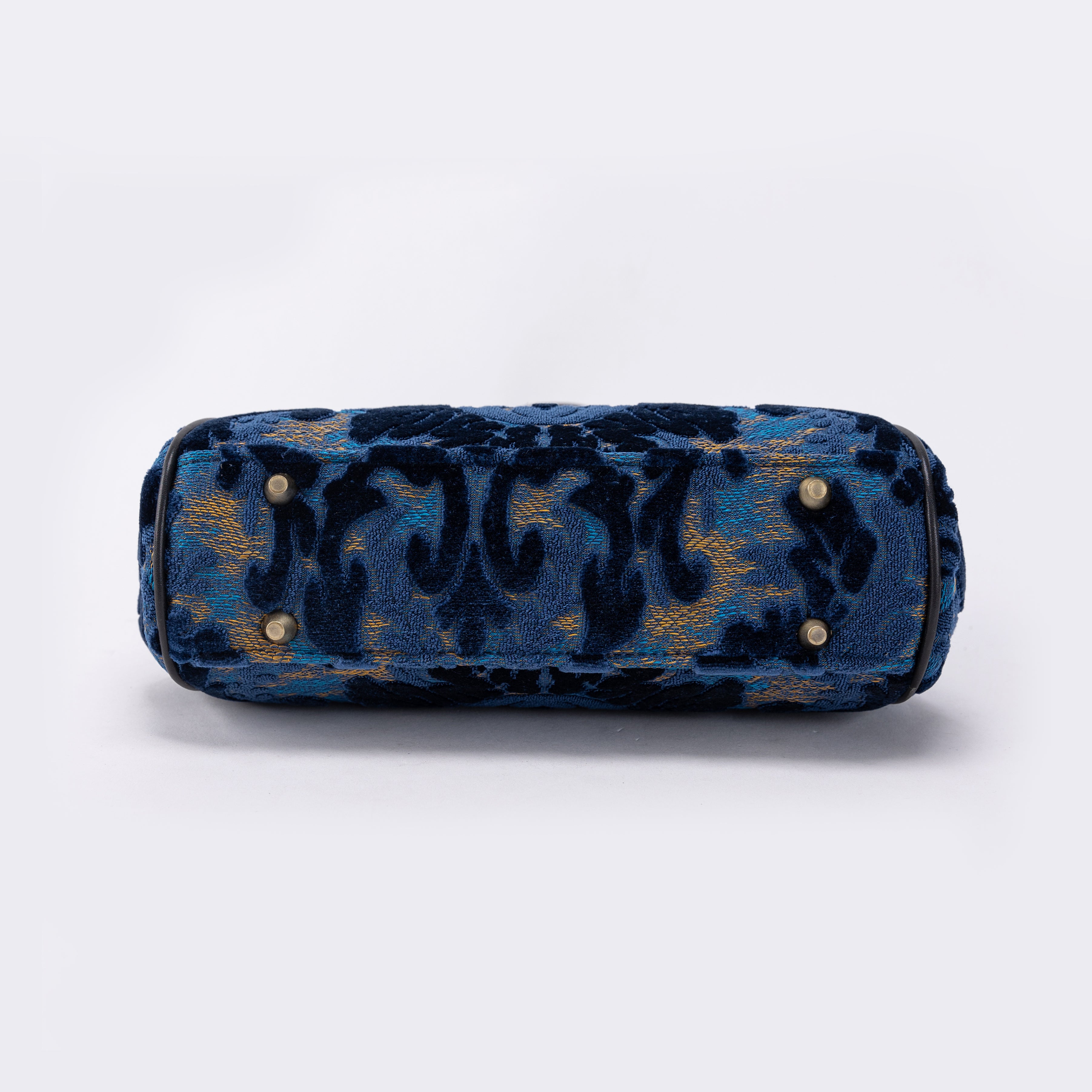 Burnout Velvet Navy Alma Satchel Carpet Bag bottom