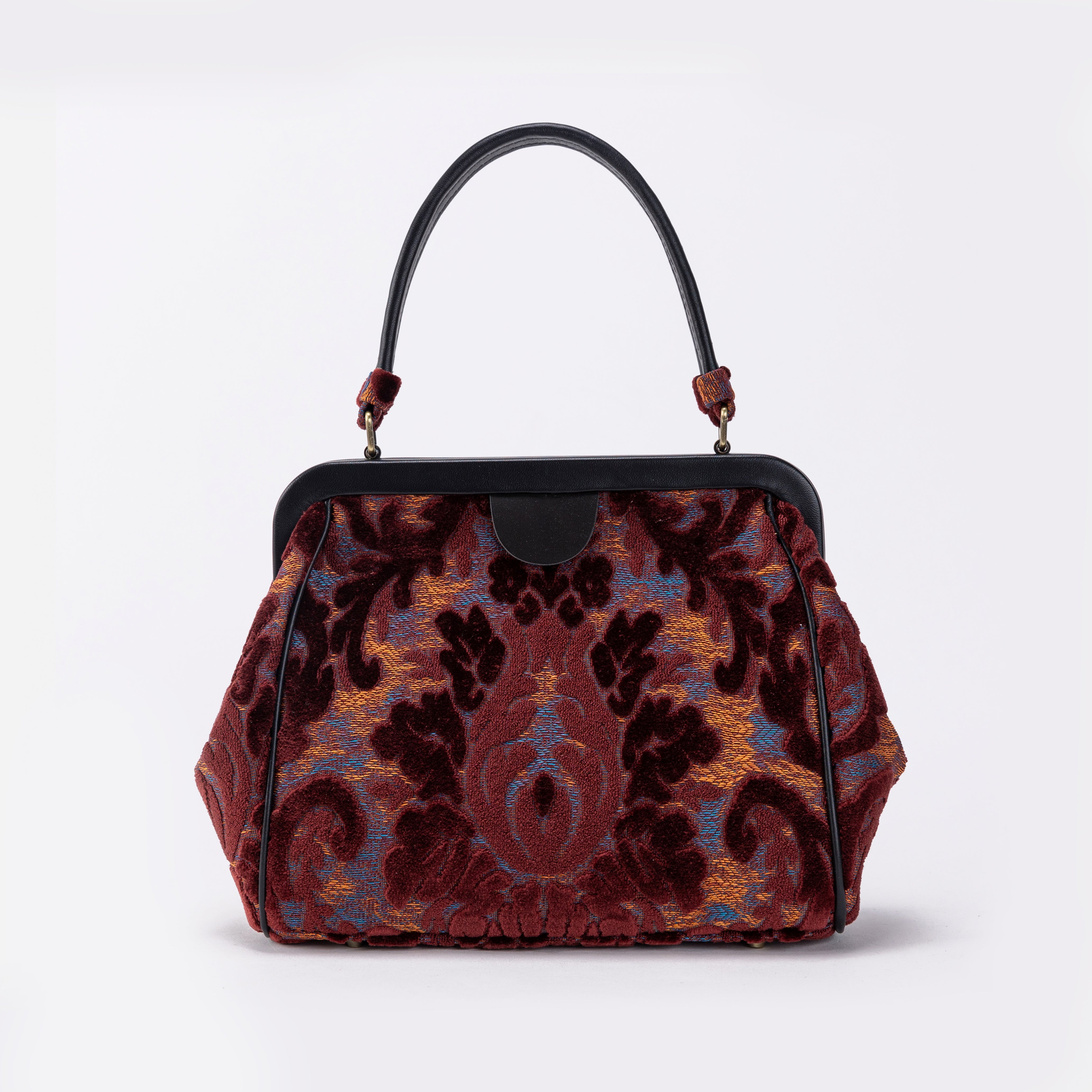 Burnout Velvet Wine Alma Satchel Bag main