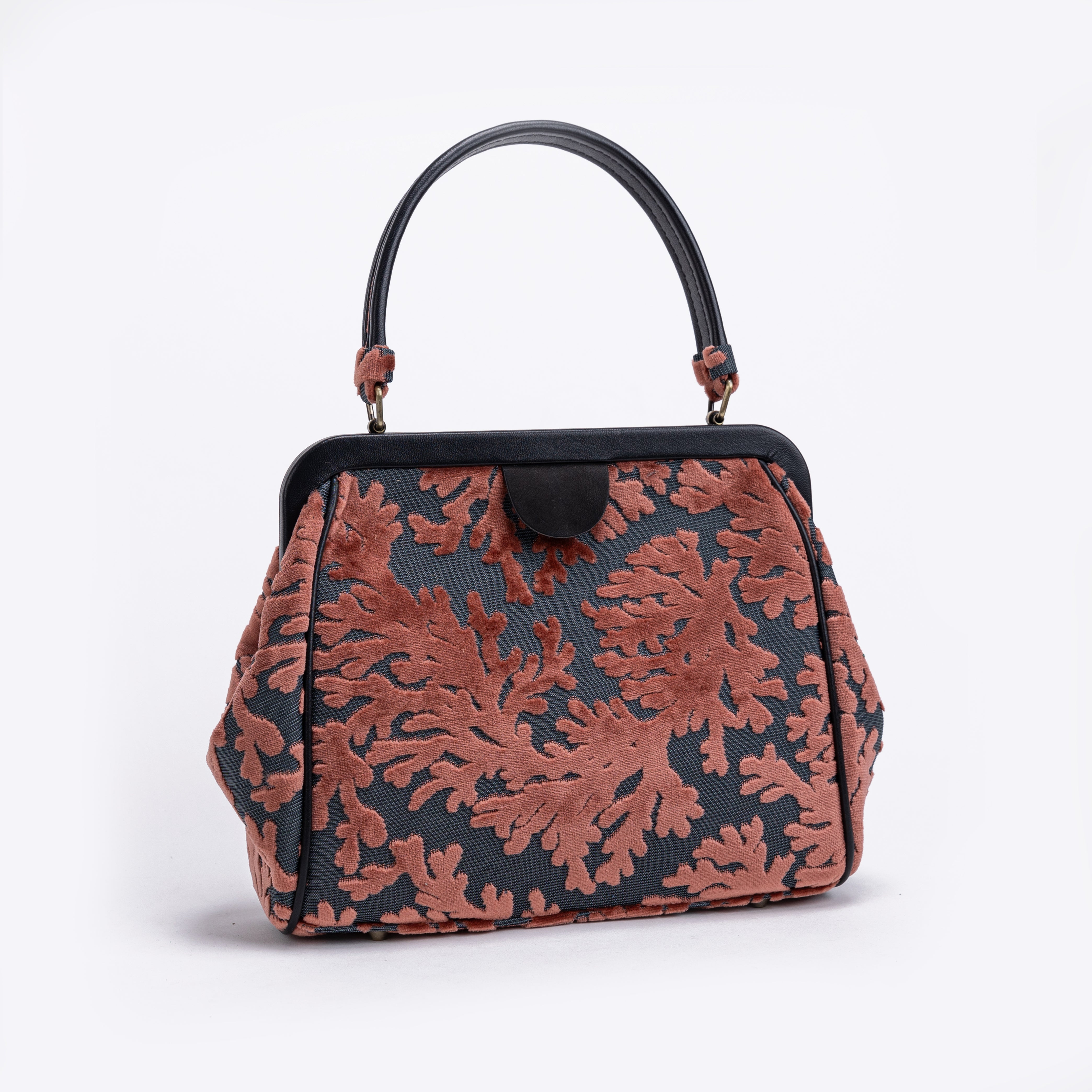 Burnout Velvet St Tropez Scuba Coral Alma Satchel front side