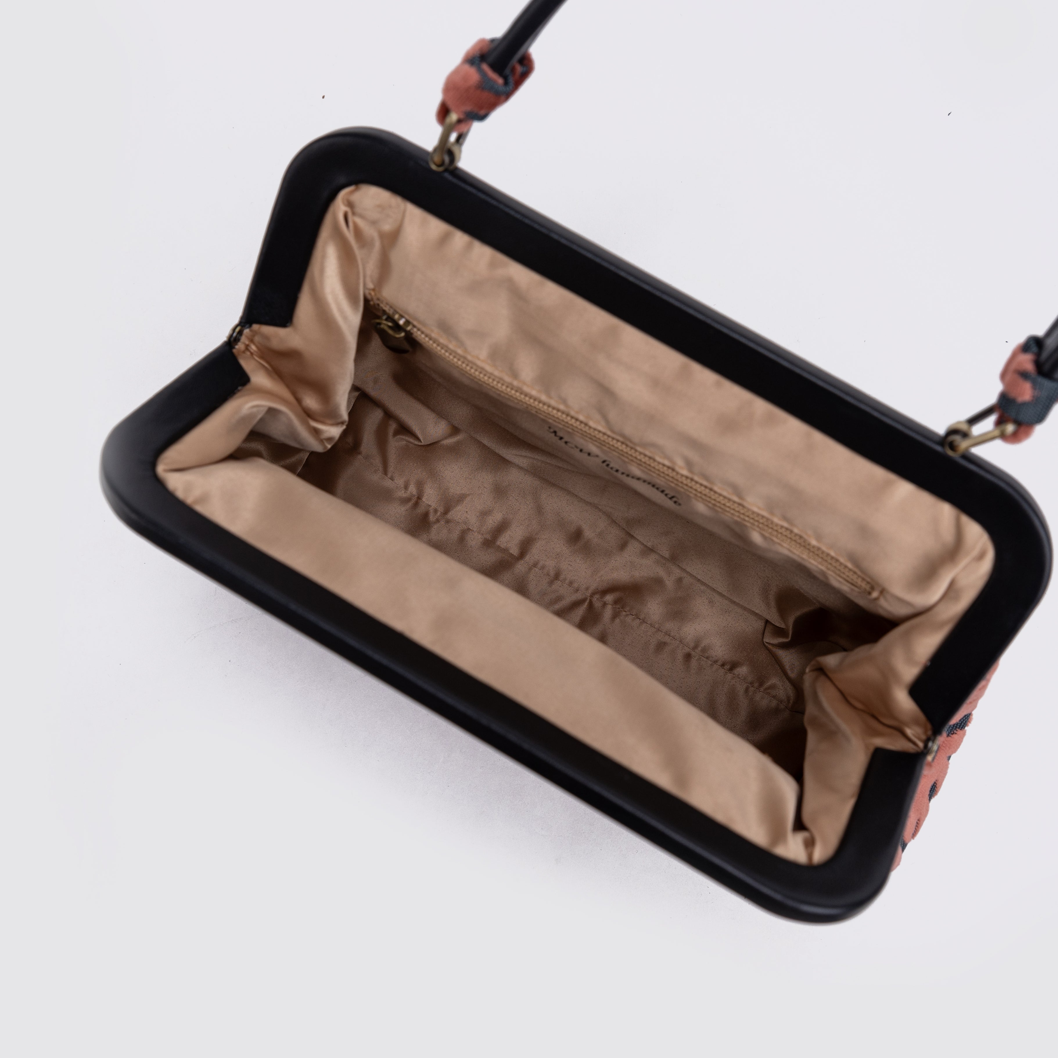 Burnout Velvet St Tropez Scuba Coral Alma Satchel inside