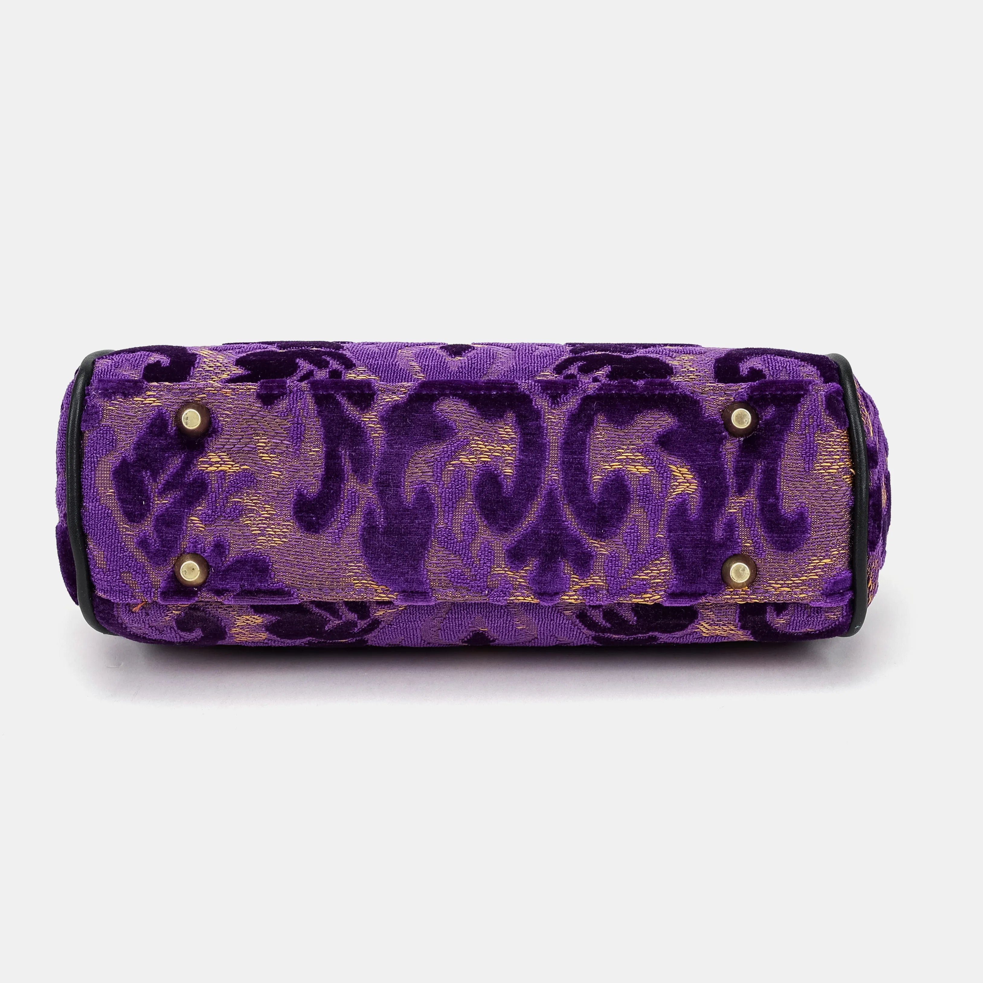 Burnout Velvet Purple Alma Satchel Carpetbag of America bottom