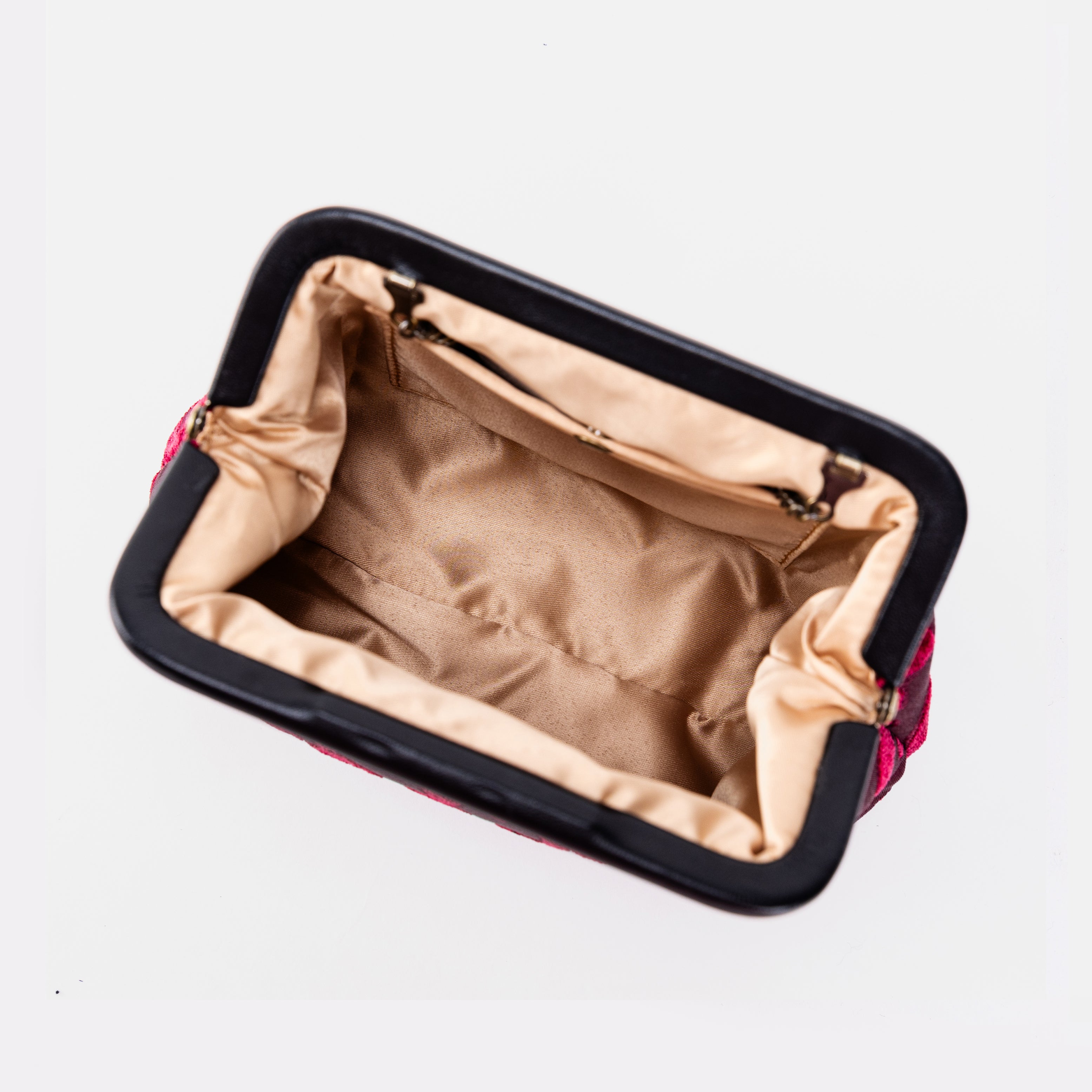 Queen Wine | Alma Evening Clutch Carpet Bag inside