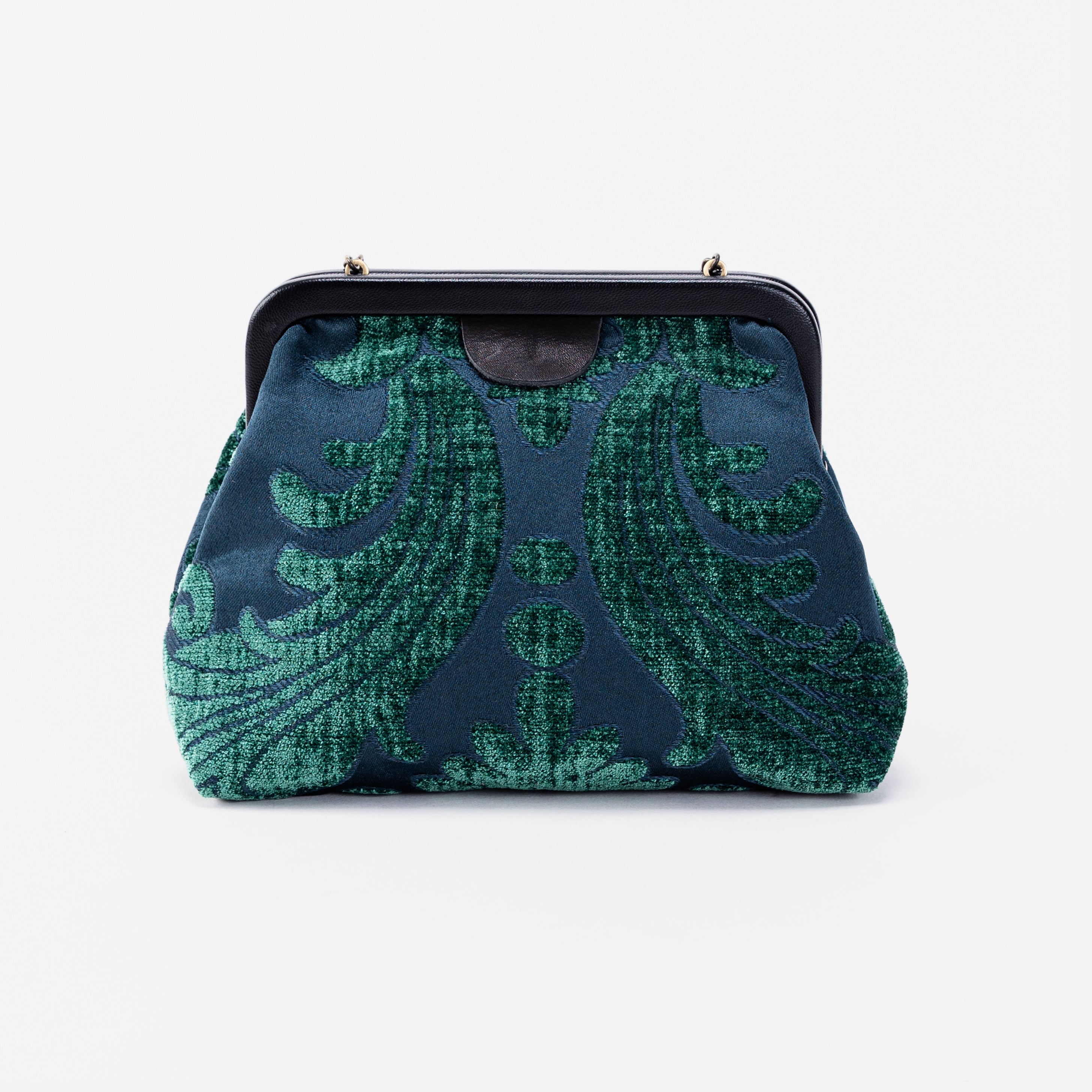Queen Hunter Green Alma Evening Clutch Carpet Bag back