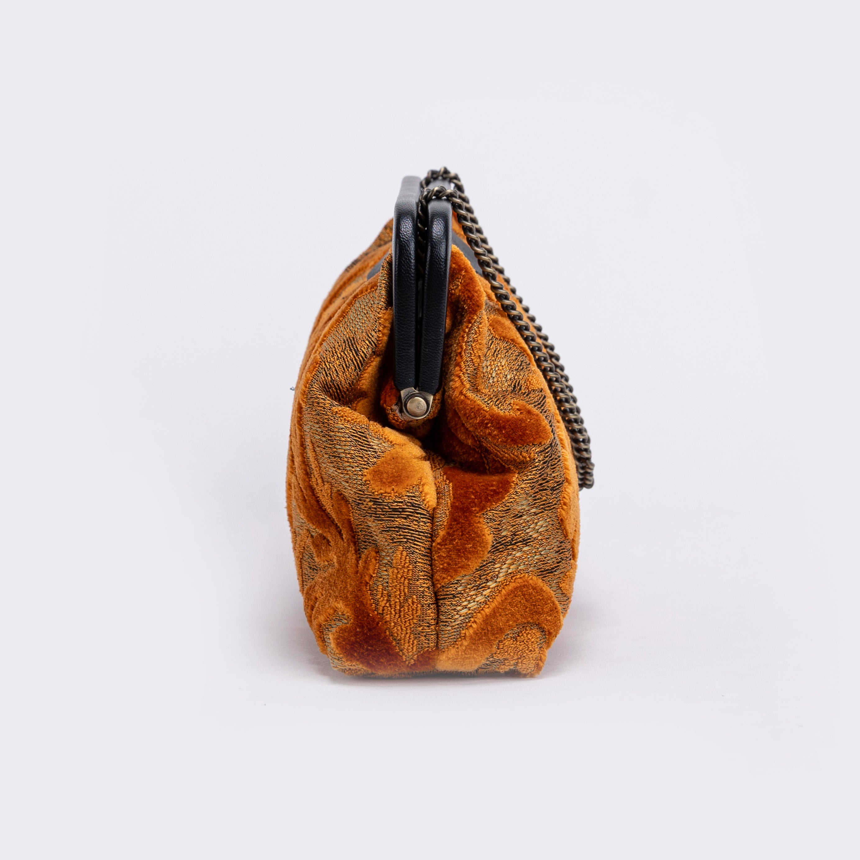 Burnout Velvet Orange Alma Evening Clutch Bag side