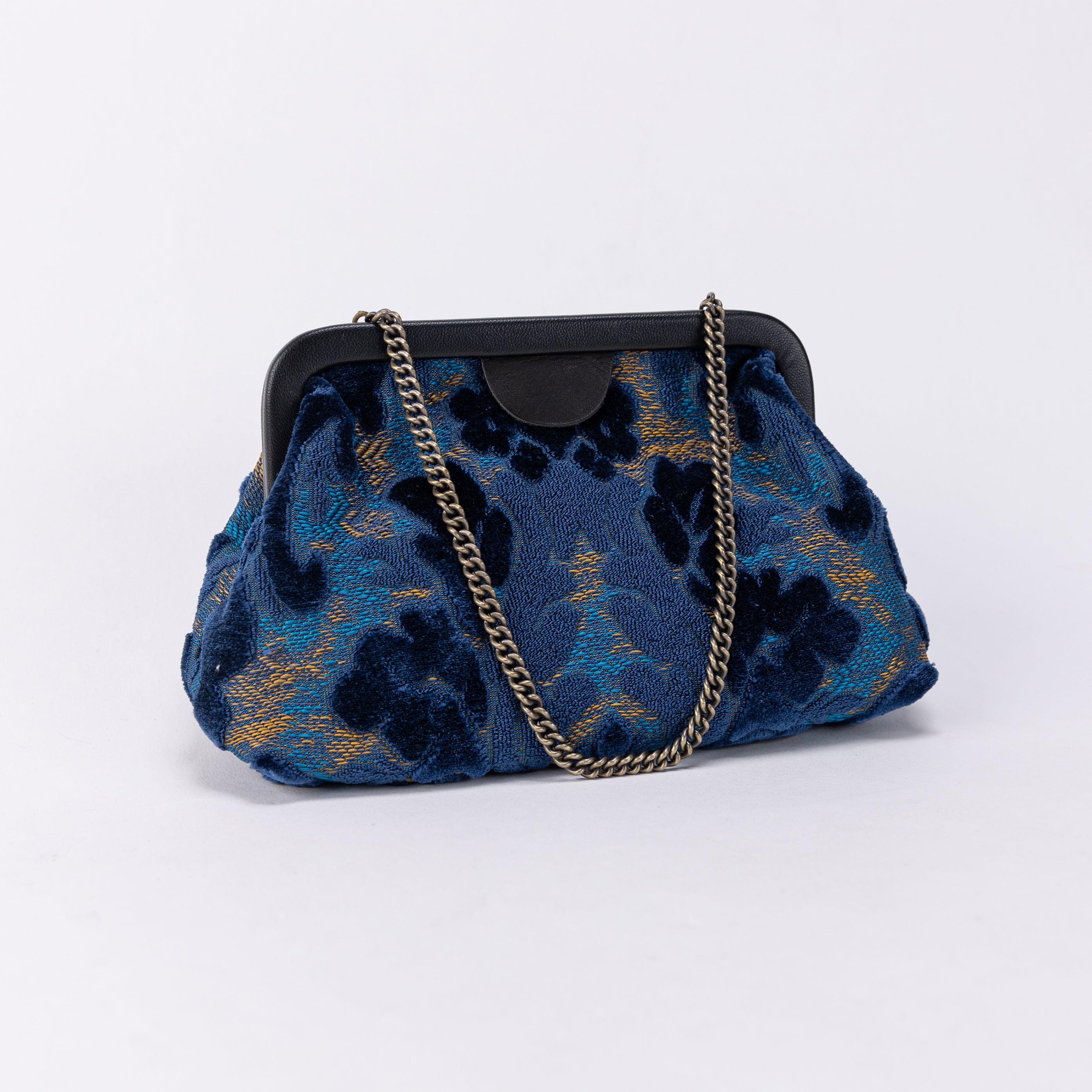 Burnout Velvet Navy Alma Evening Clutch Bag main