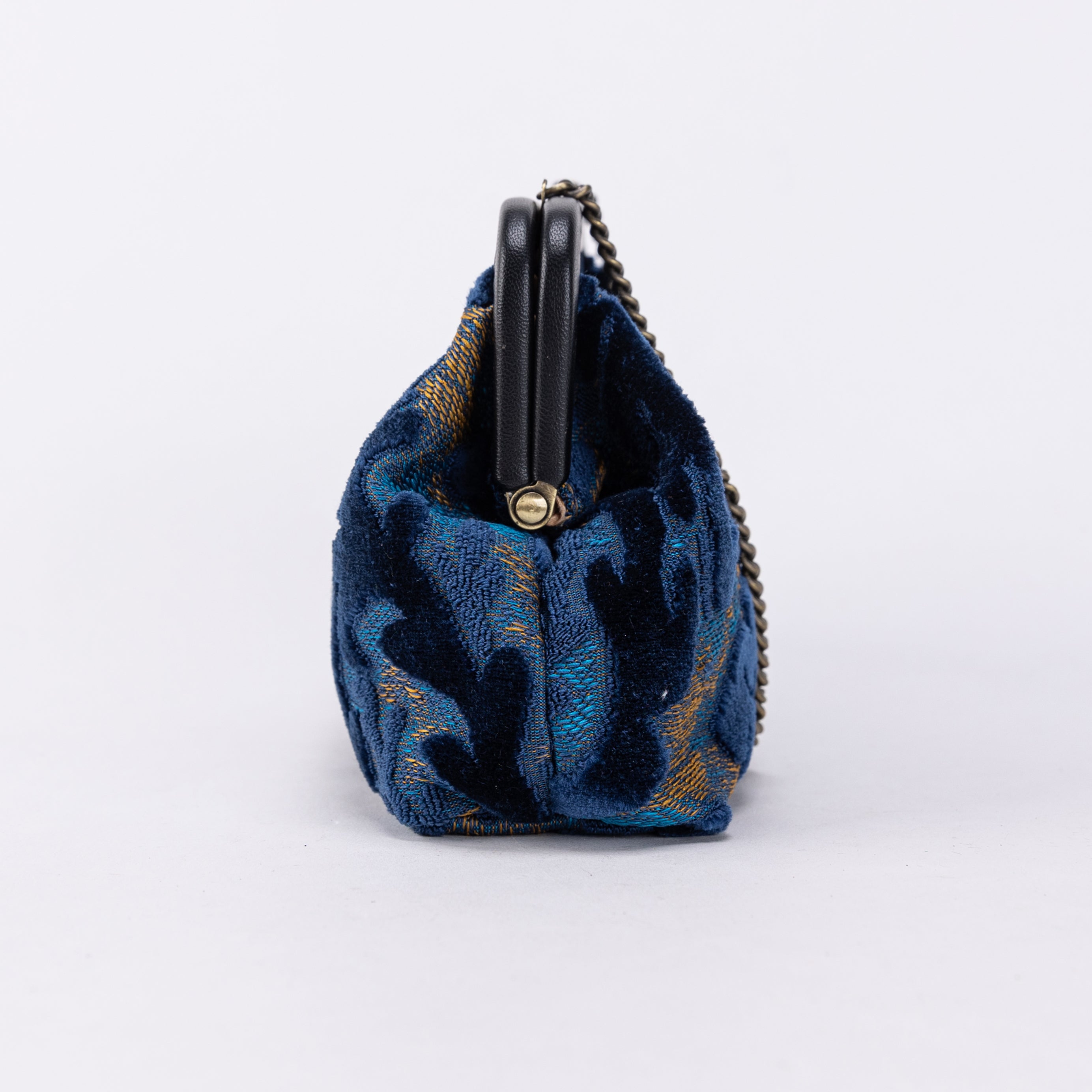 Burnout Velvet Navy Alma Evening Clutch Bag side