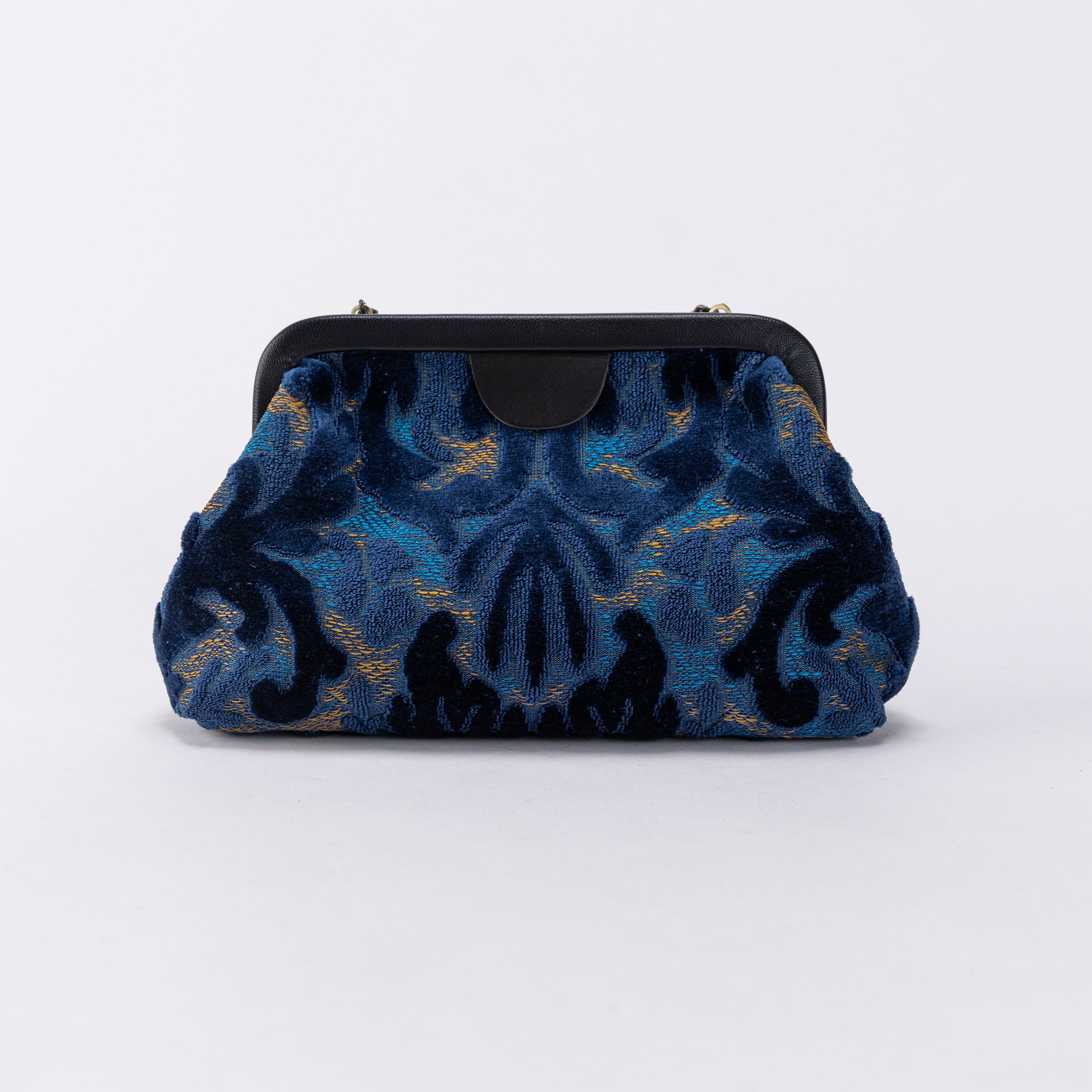 Burnout Velvet Navy Alma Evening Clutch Bag back