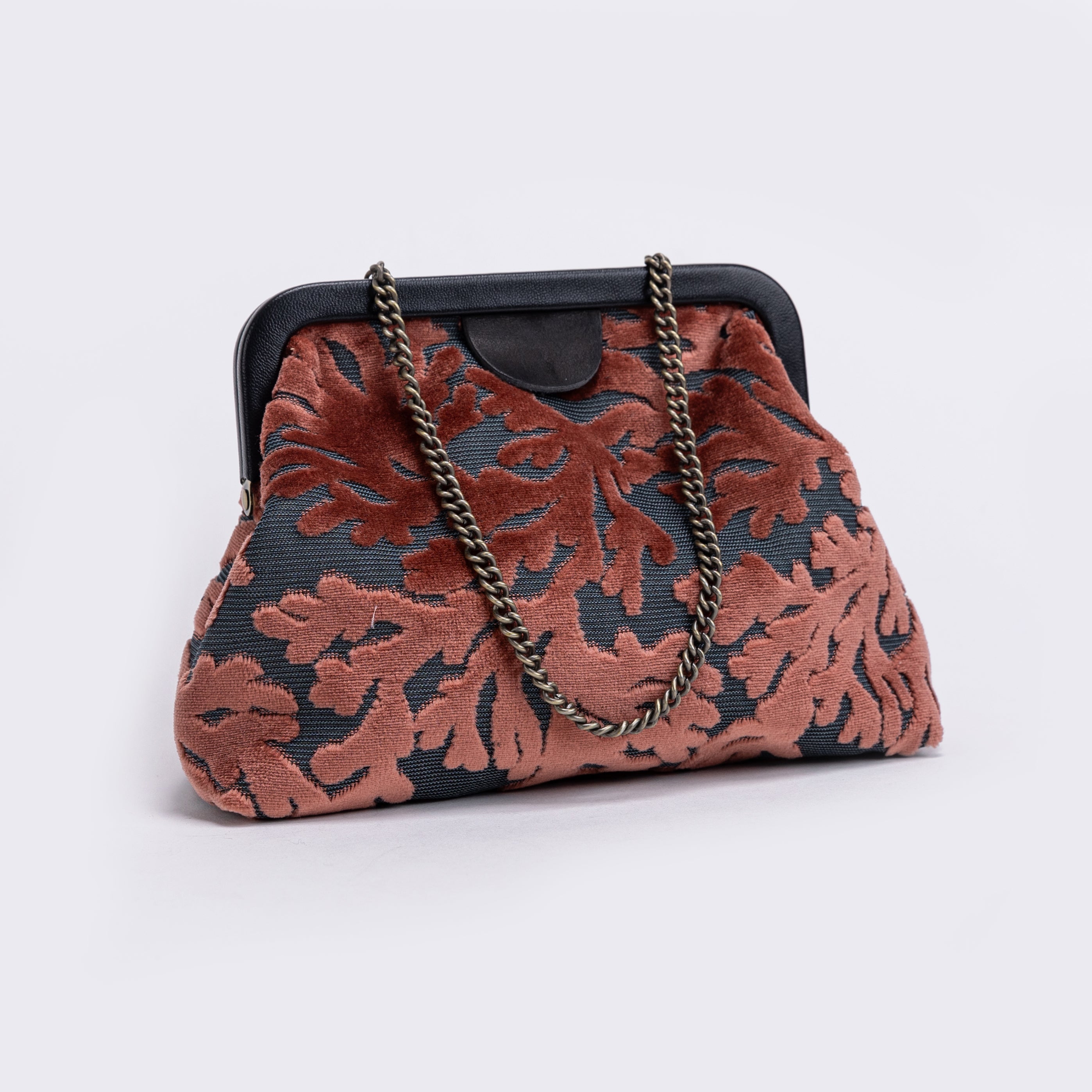 Burnout Velvet St Tropez Scuba Coral Alma Evening Clutch main