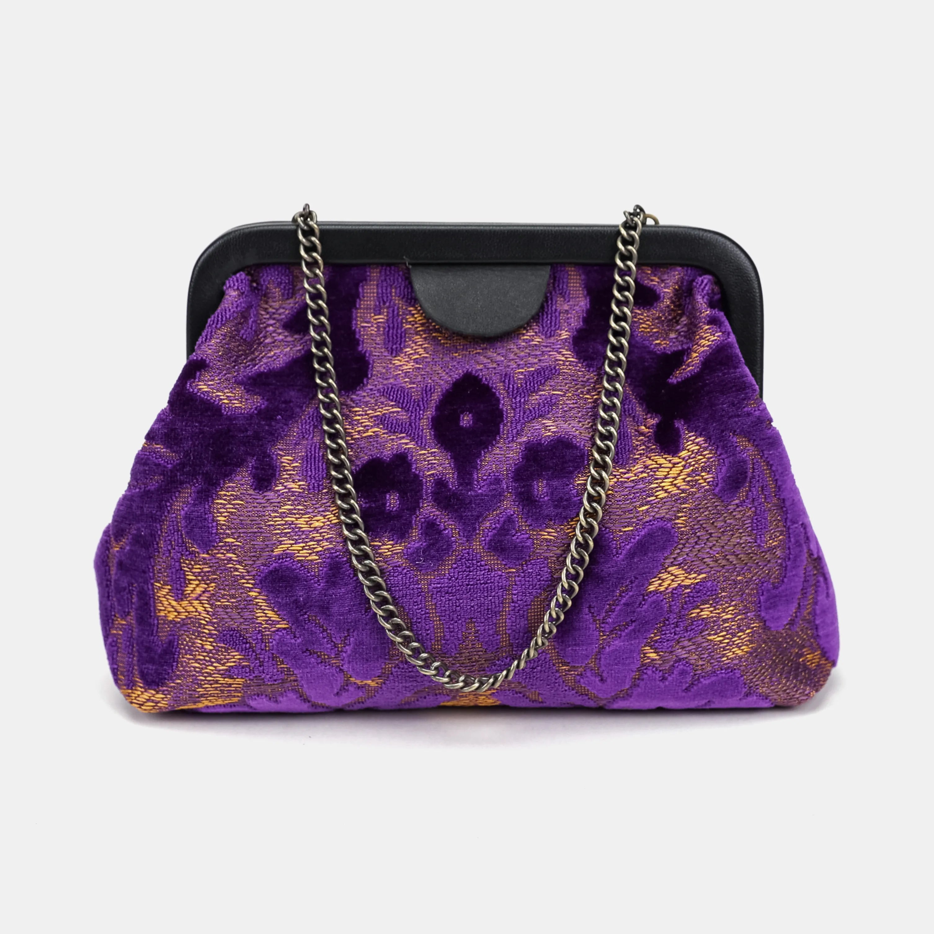 Burnout Velvet Purple Alma Clutch Carpetbag of America front