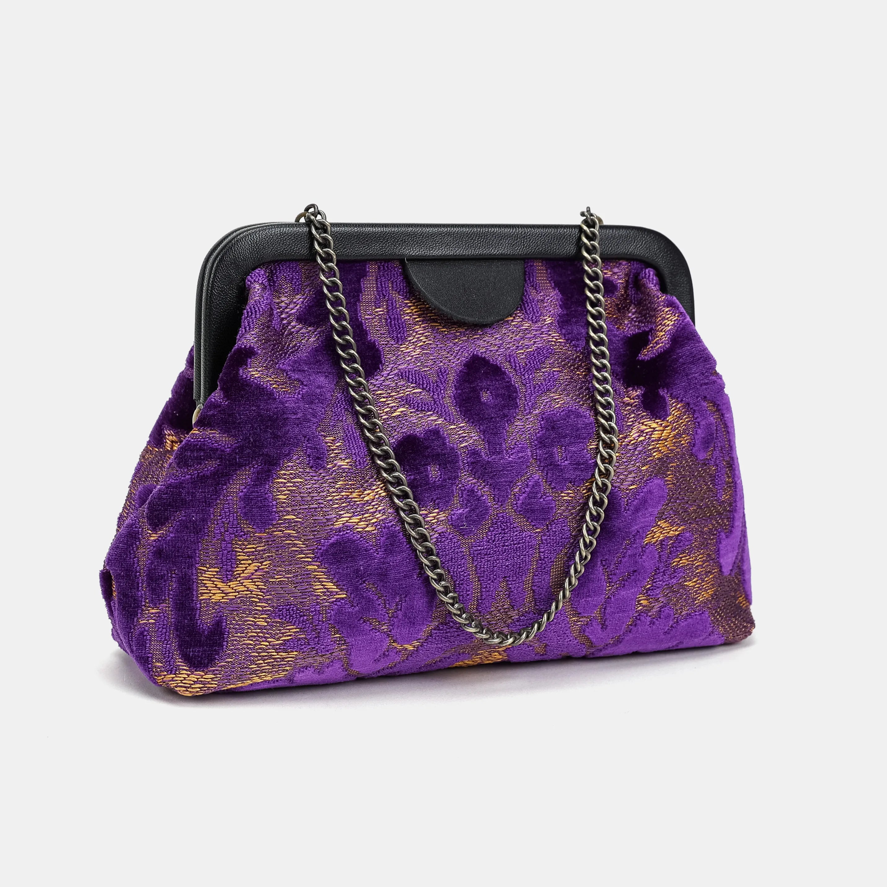 Burnout Velvet Purple Alma Clutch Carpetbag of America main