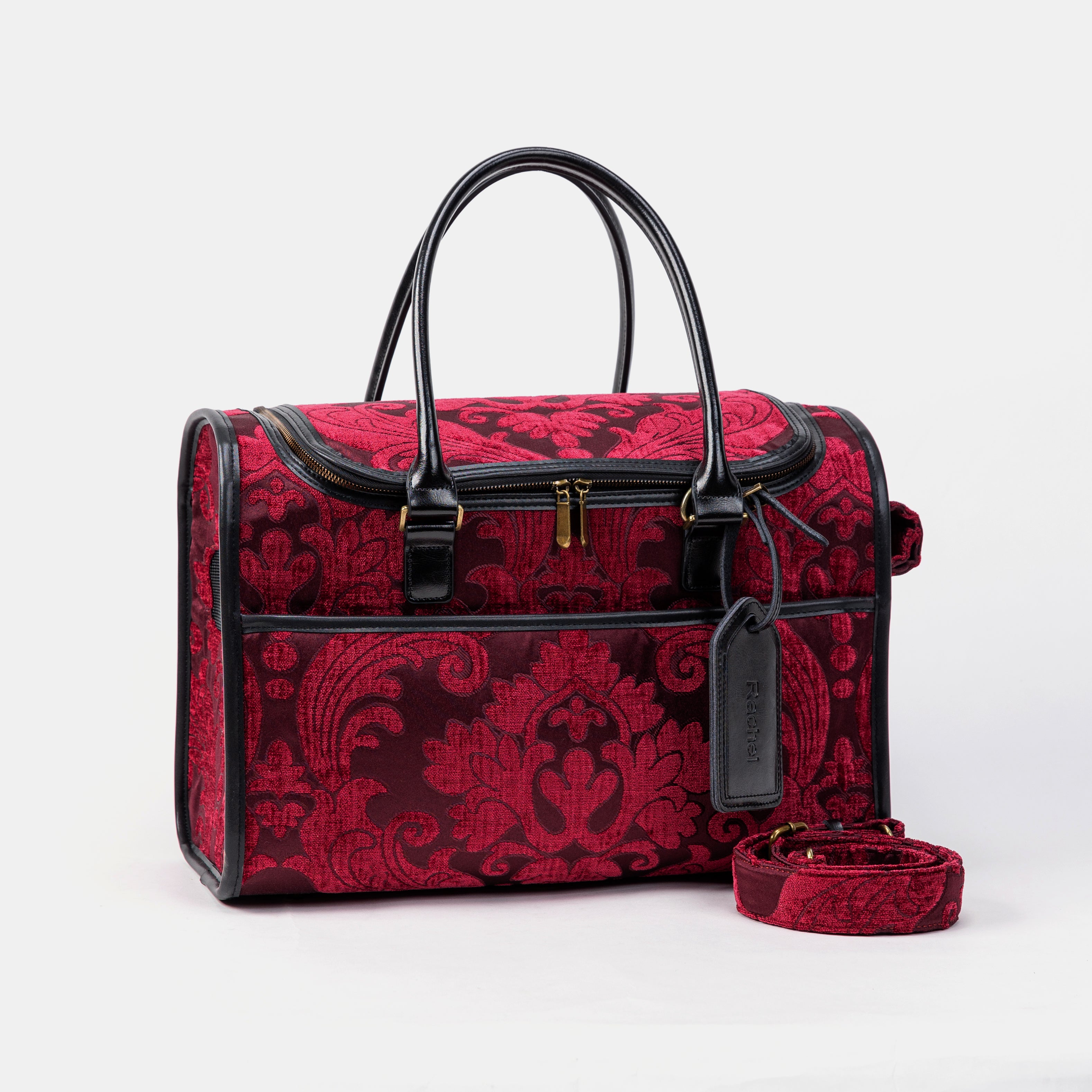 Travel Dog Carrier Bag Queen Wine Shoulder Strap