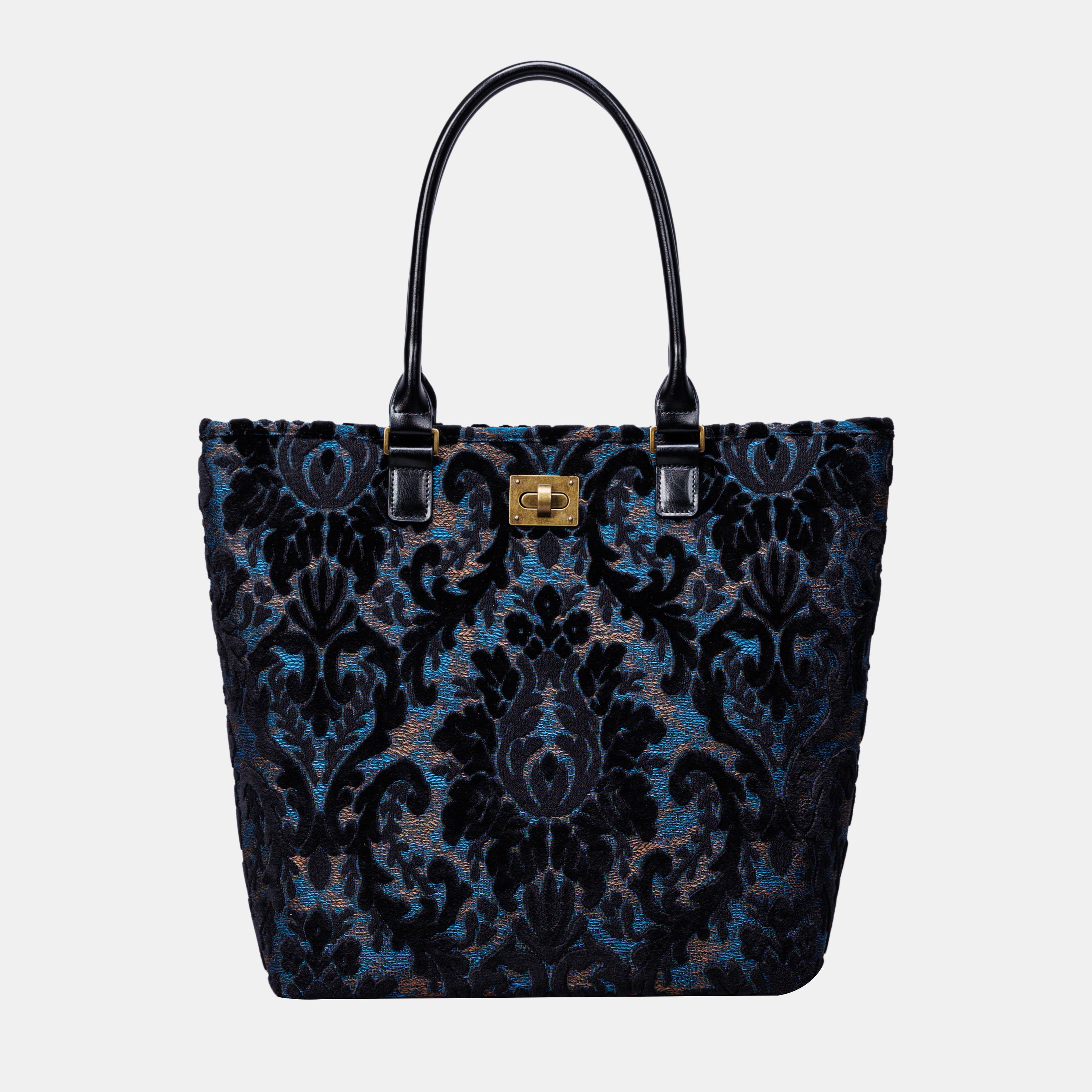 Burnout Velvet Black Carpet Tote Shopper carpet bag MCW Handmade