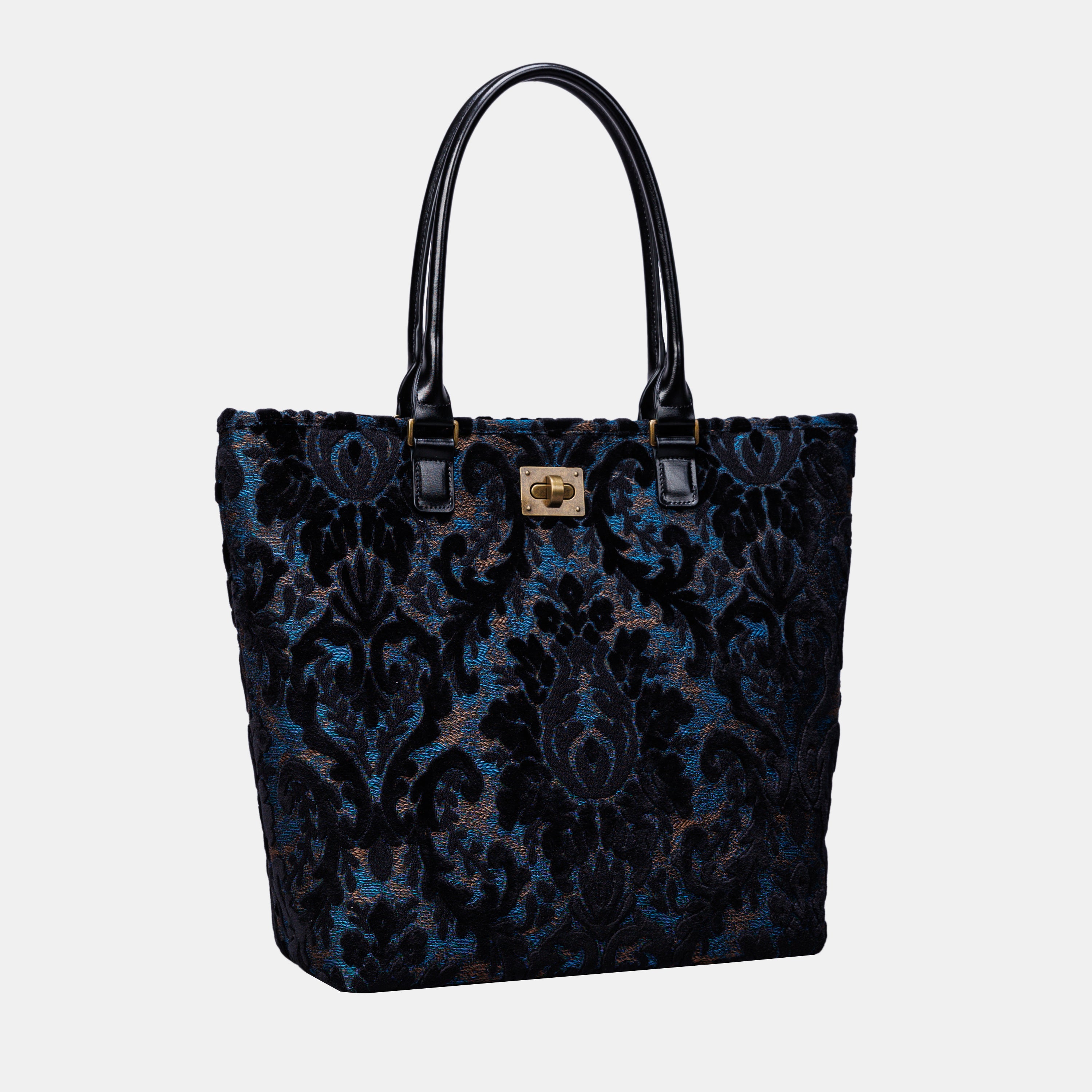 Burnout Velvet Black Carpet Tote Shopper carpet bag MCW Handmade-1