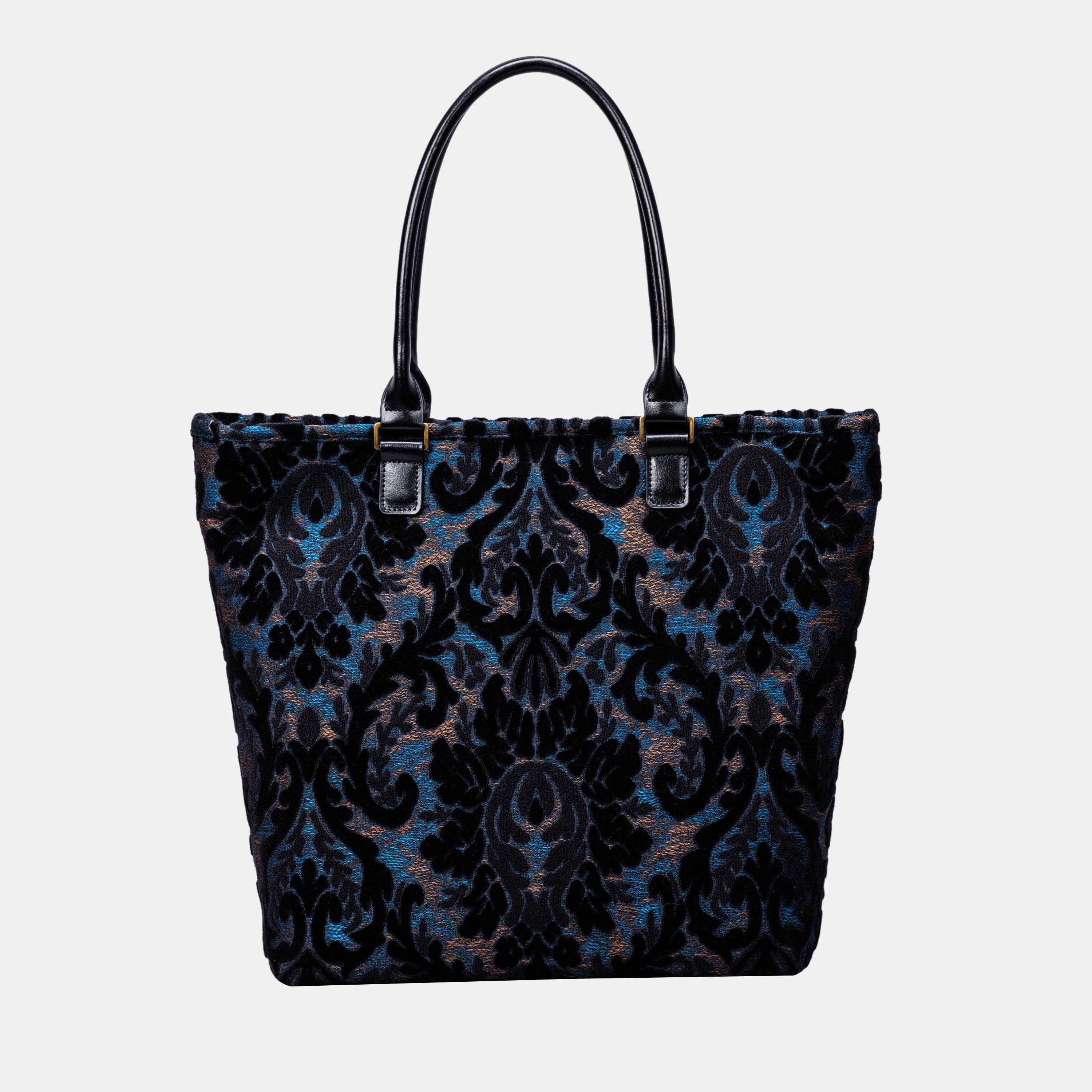 Burnout Velvet Black Carpet Tote Shopper carpet bag MCW Handmade-3