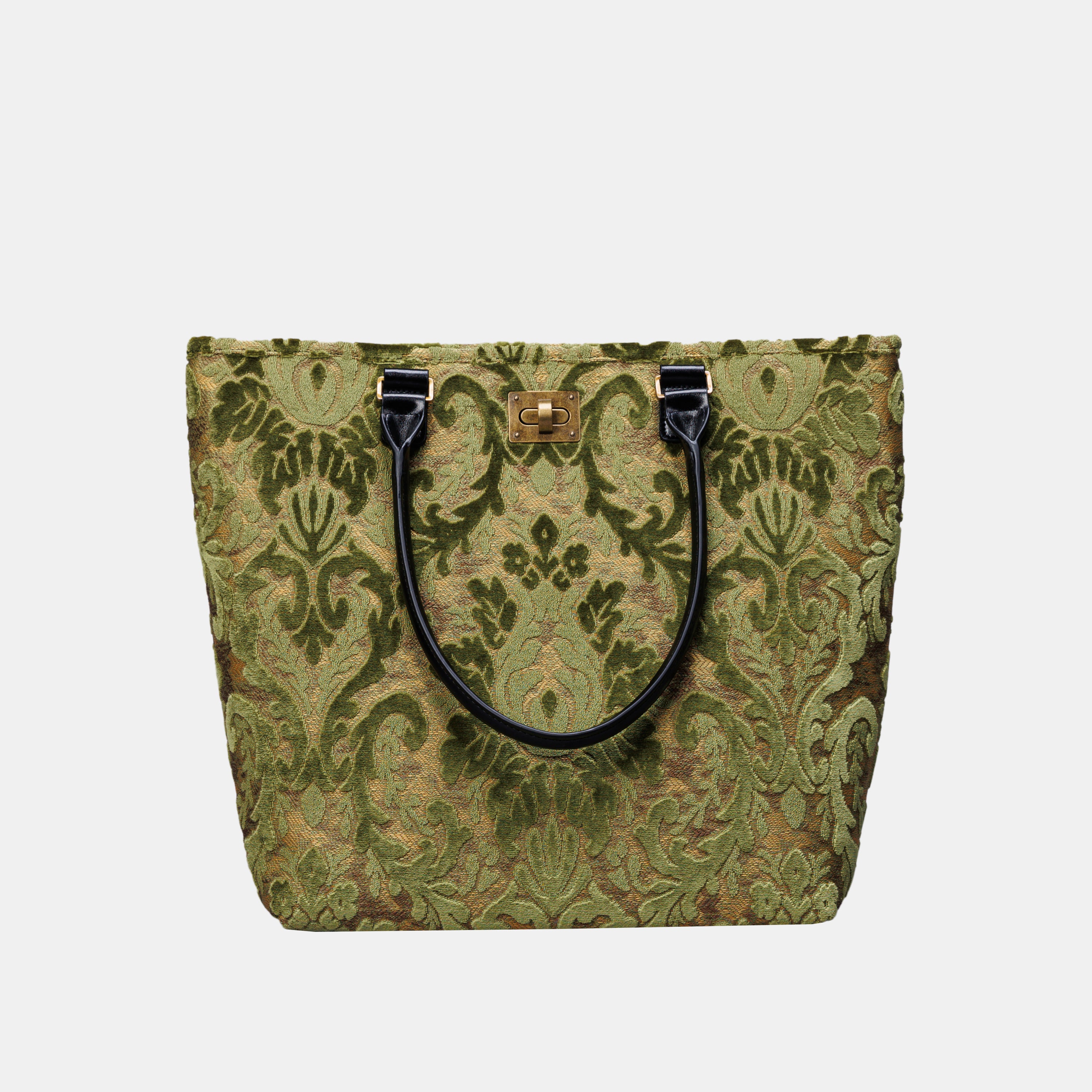 Burnout Velvet Fern Green Carpet Tote Shopper carpet bag MCW Handmade-2
