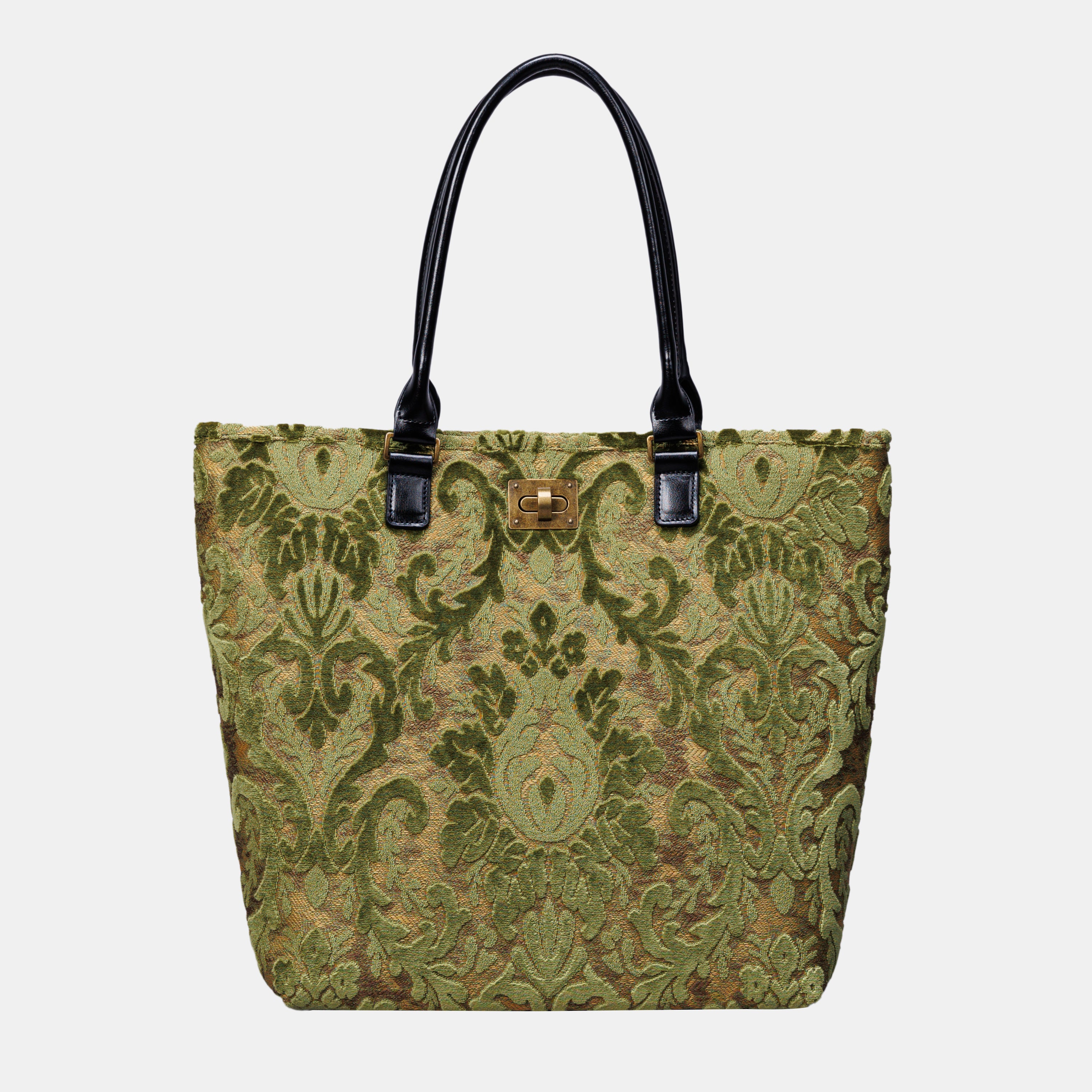 Burnout Velvet Fern Green Carpet Tote Shopper carpet bag MCW Handmade