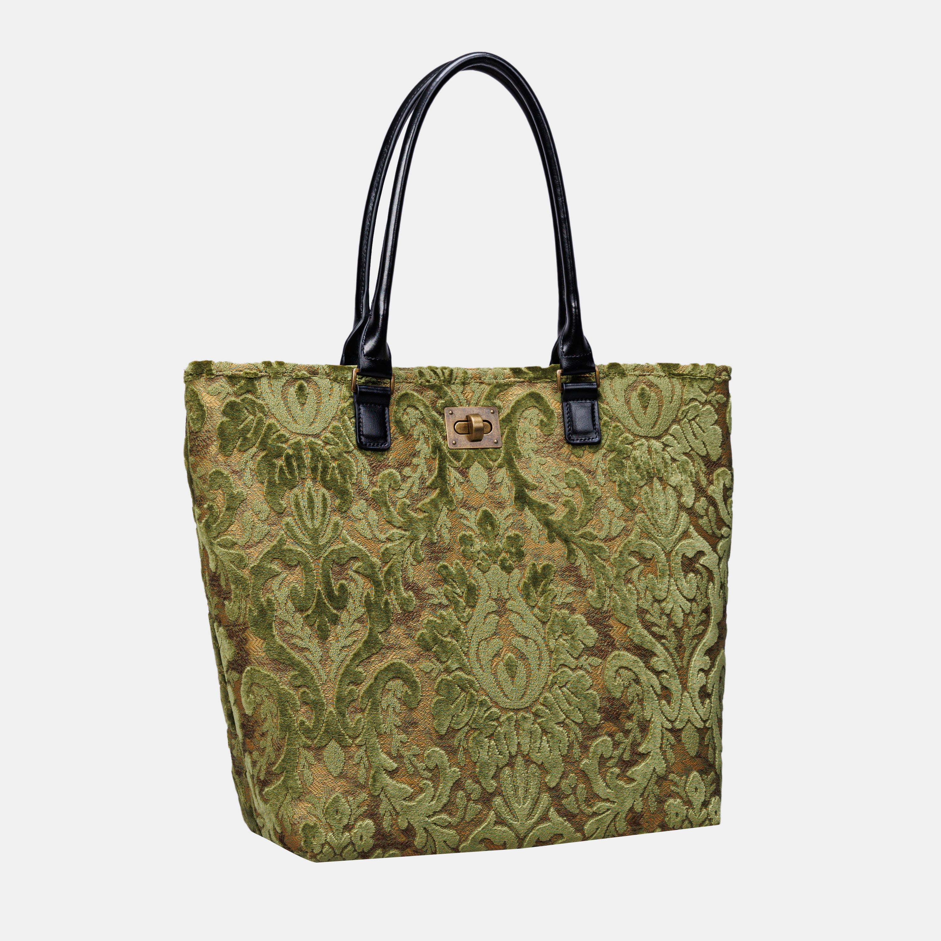 Burnout Velvet Fern Green Carpet Tote Shopper carpet bag MCW Handmade-1