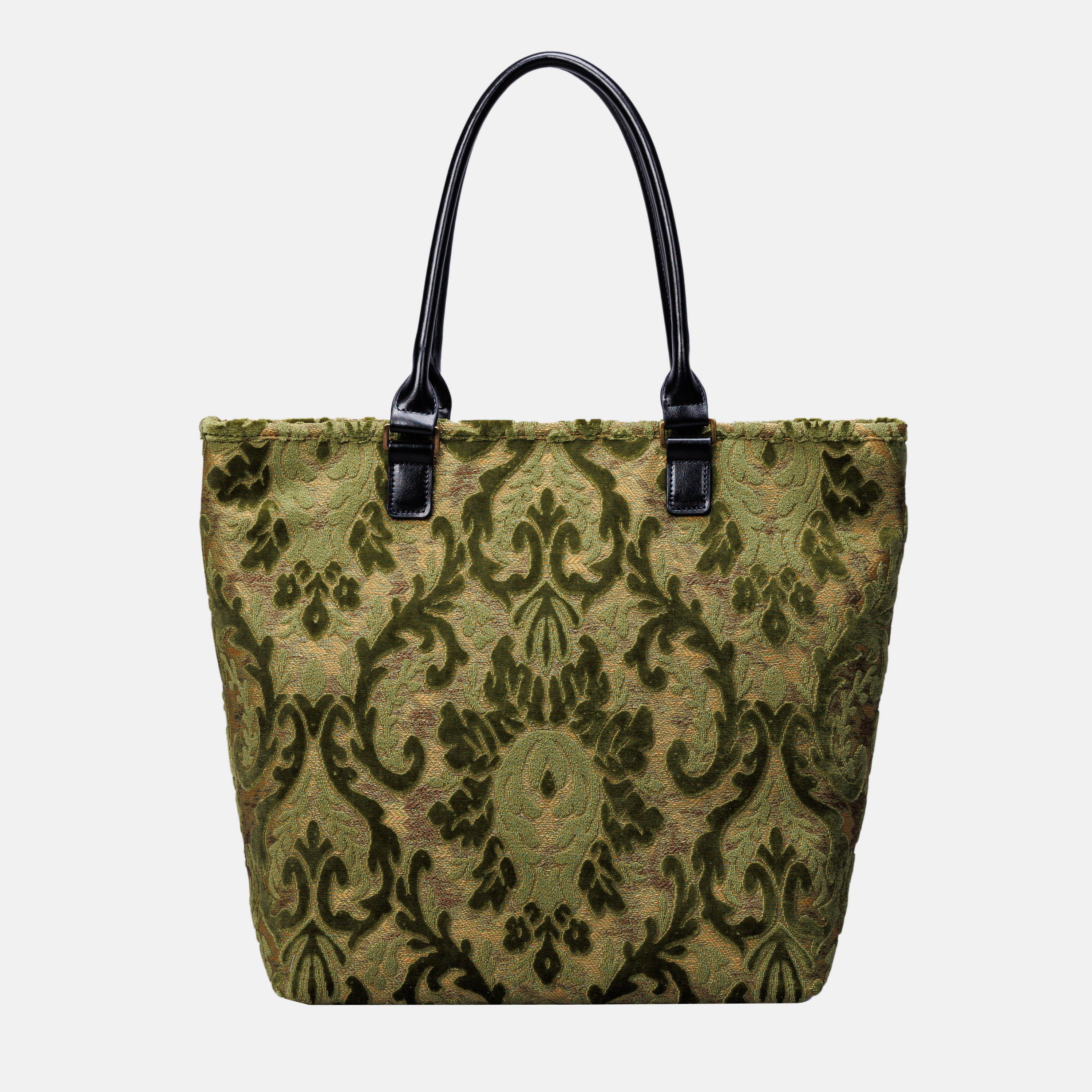 Burnout Velvet Fern Green Carpet Tote Shopper carpet bag MCW Handmade-3