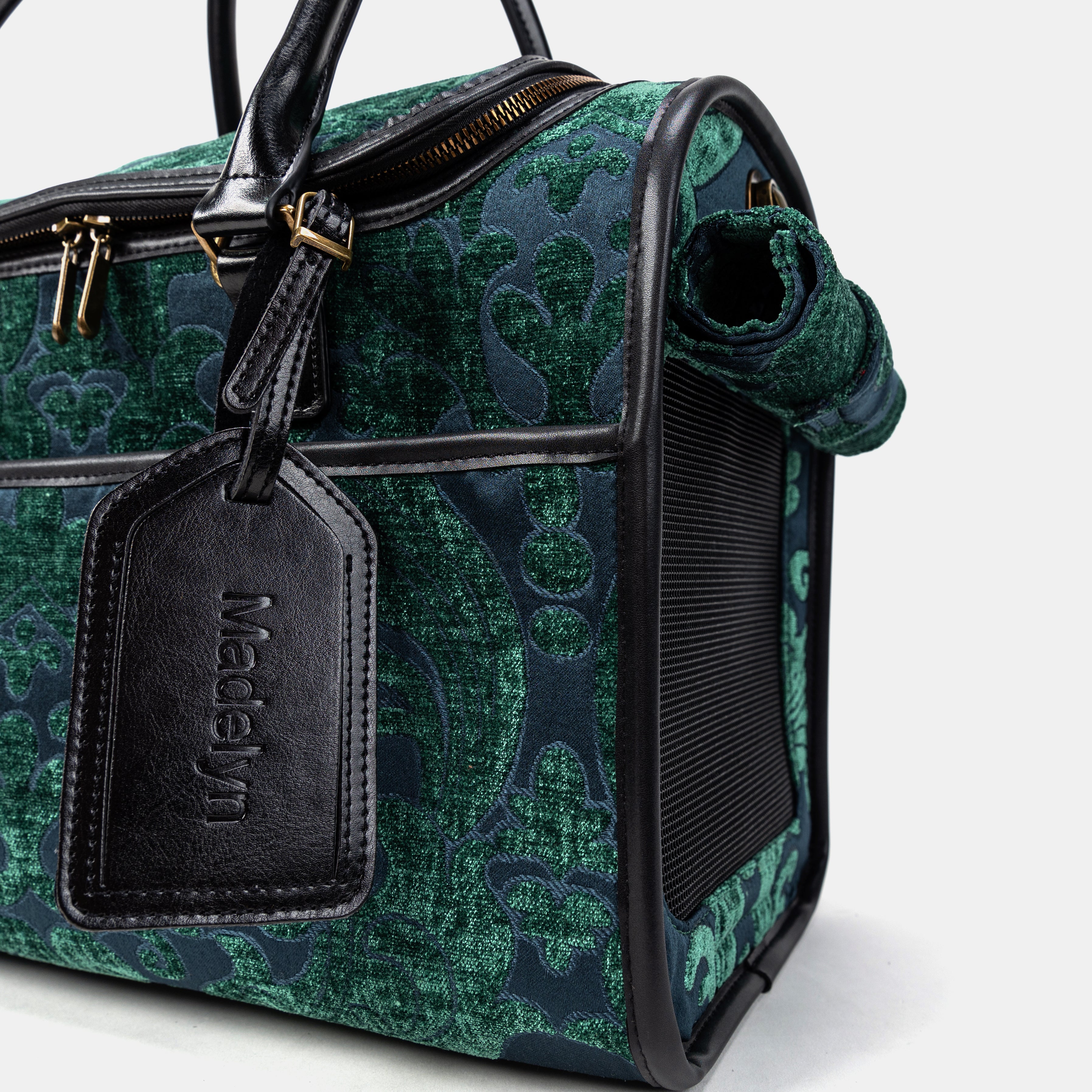 Travel Dog Carrier Bag Queen Hunter Green Tag and Flap