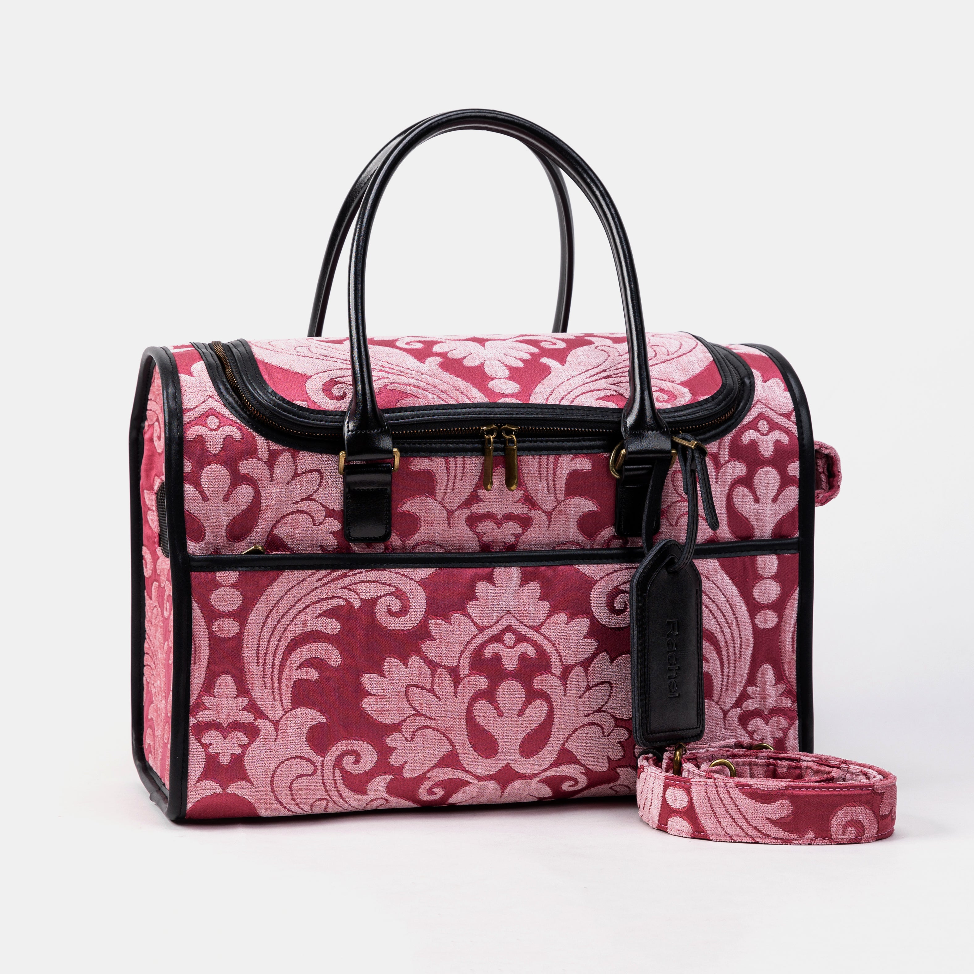Travel Dog Carrier Bag Queen Rose Pink Shoulder Strap