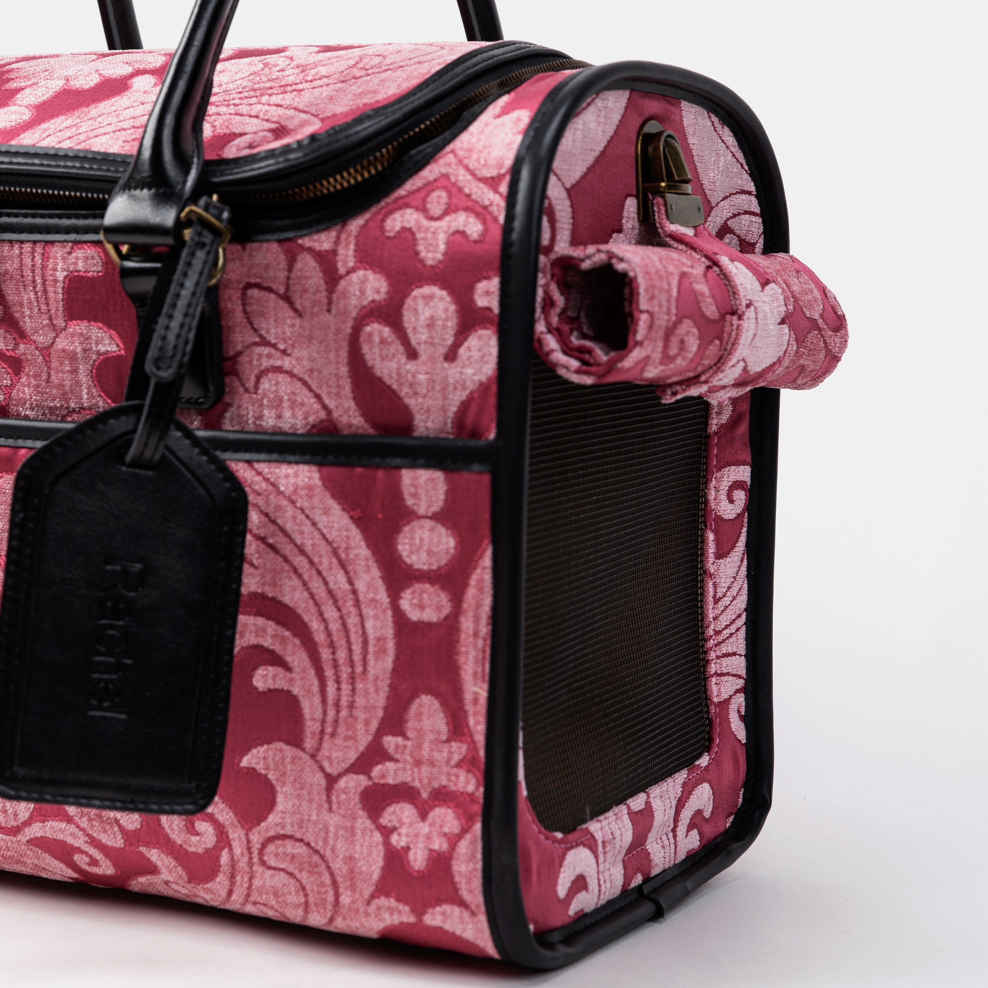 Travel Dog Carrier Bag Queen Rose Pink Tag
