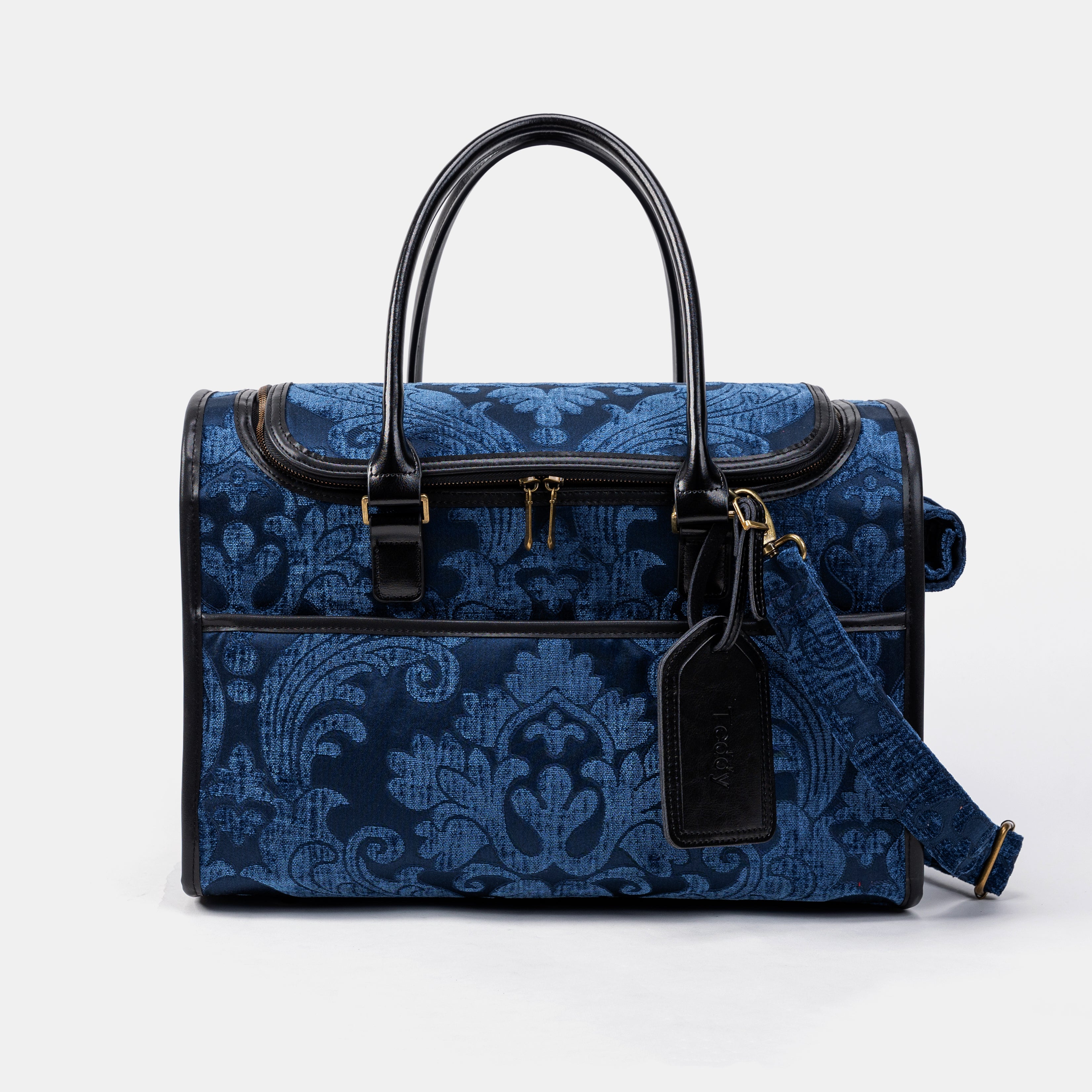 Travel Dog Carrier Bag Queen Royal Blue Front
