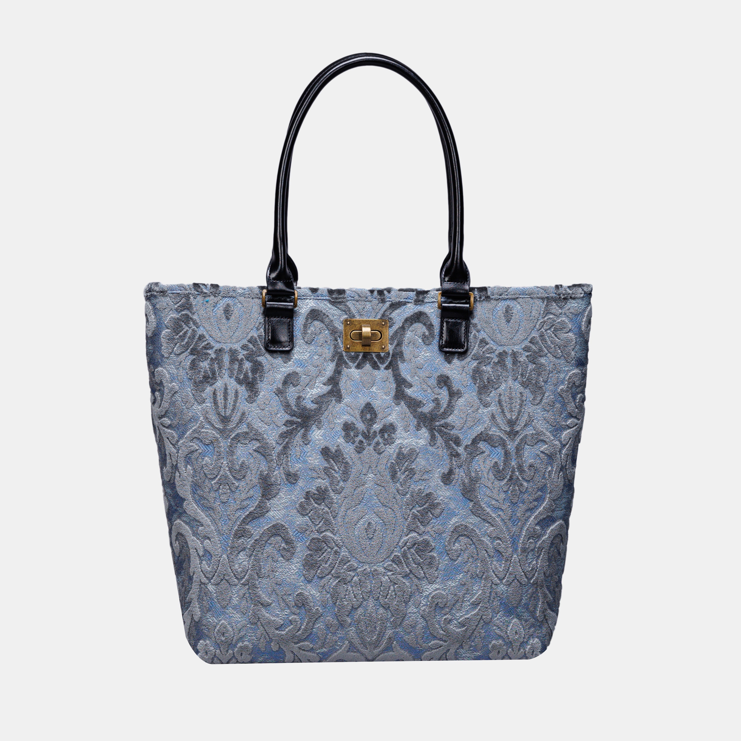 Burnout Velvet Steel Blue Carpet Tote Shopper carpet bag MCW Handmade