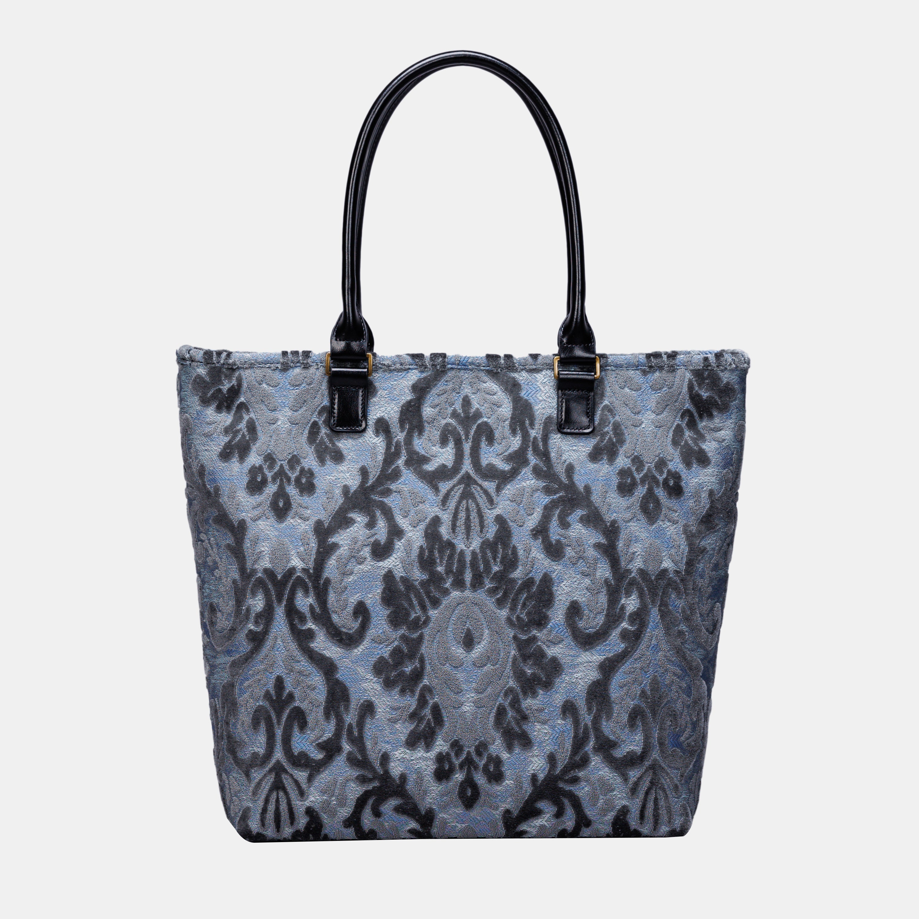 Burnout Velvet Steel Blue Carpet Tote Shopper carpet bag MCW Handmade-3