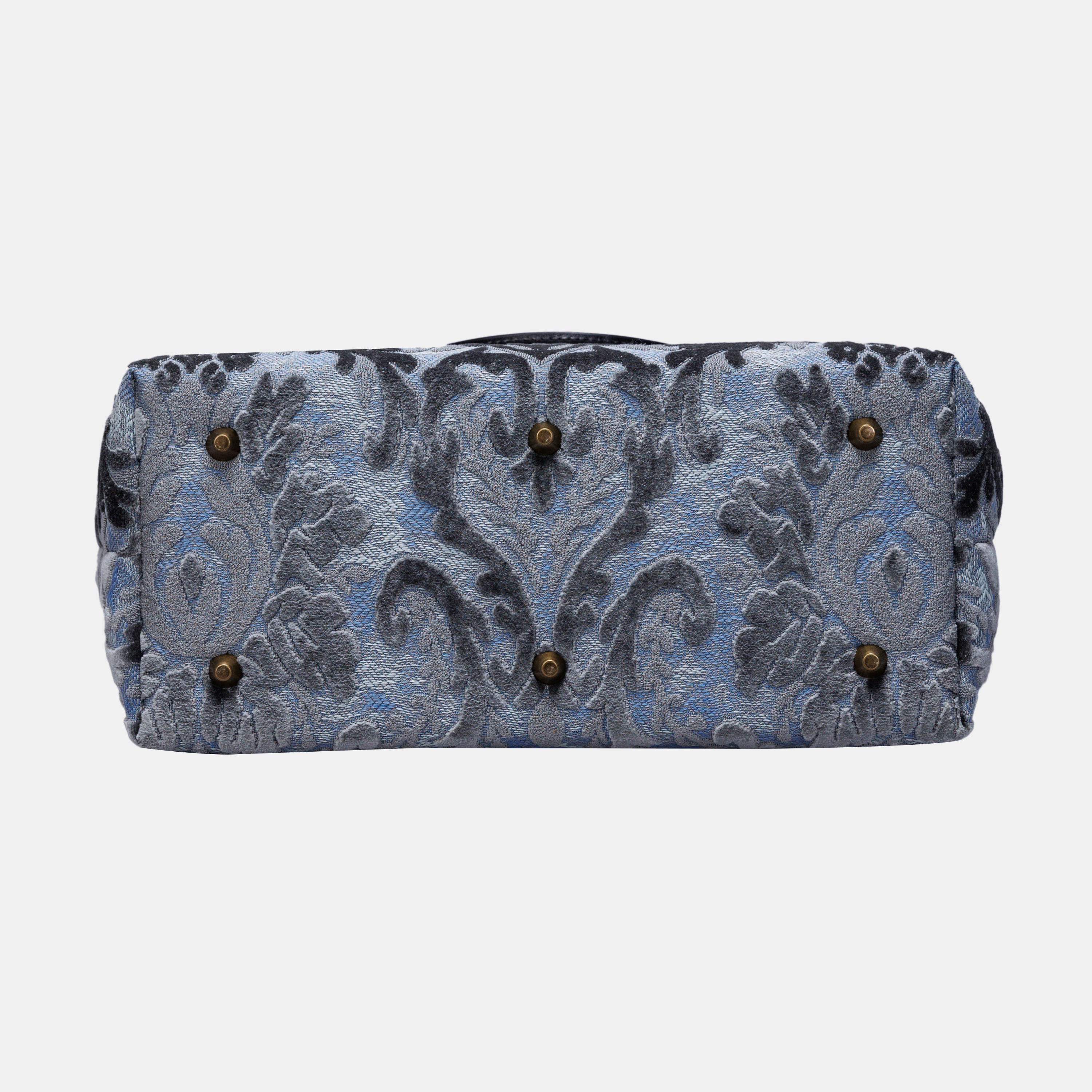 Burnout Velvet Steel Blue Carpet Tote Shopper carpet bag MCW Handmade-6