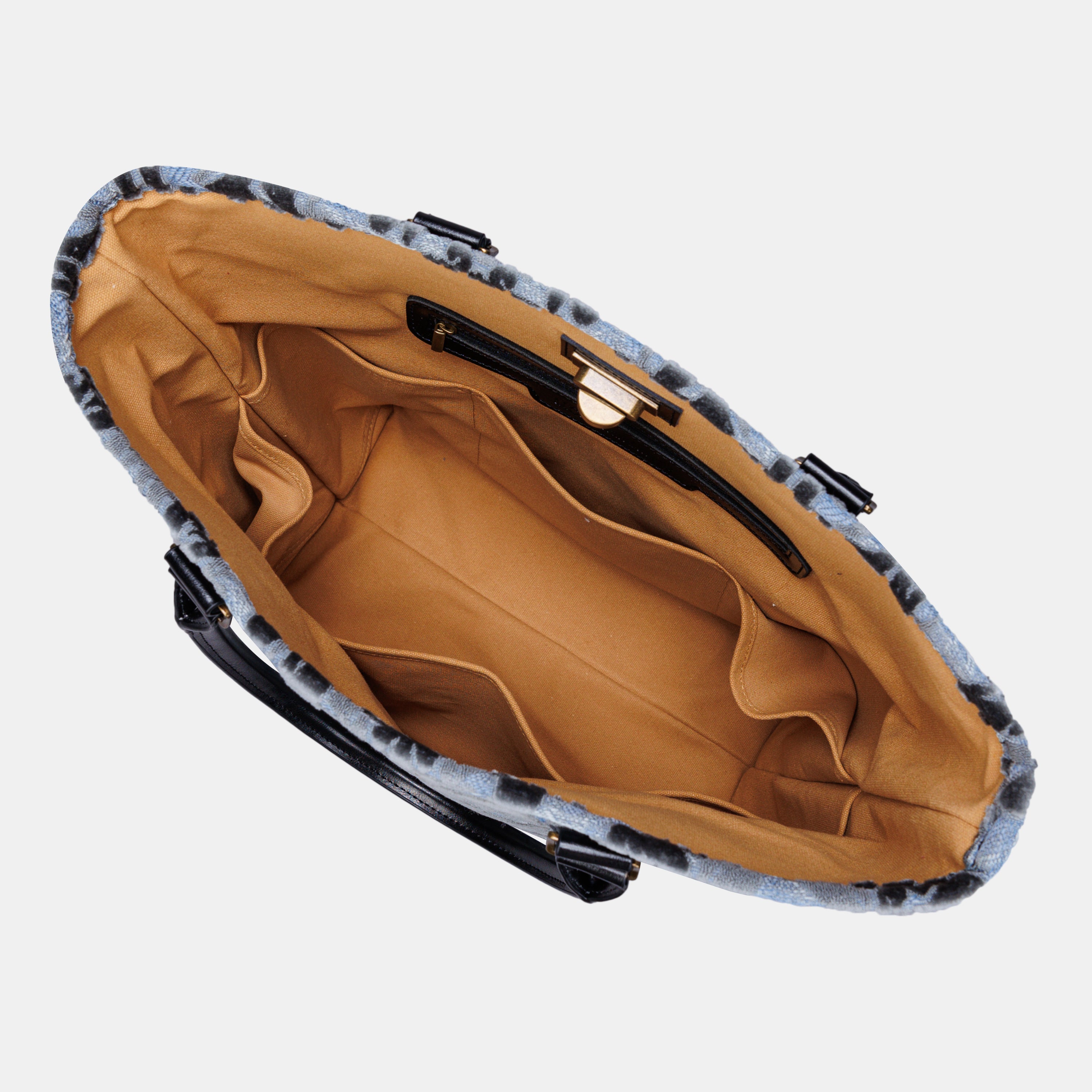 Burnout Velvet Steel Blue Carpet Tote Shopper carpet bag MCW Handmade-4