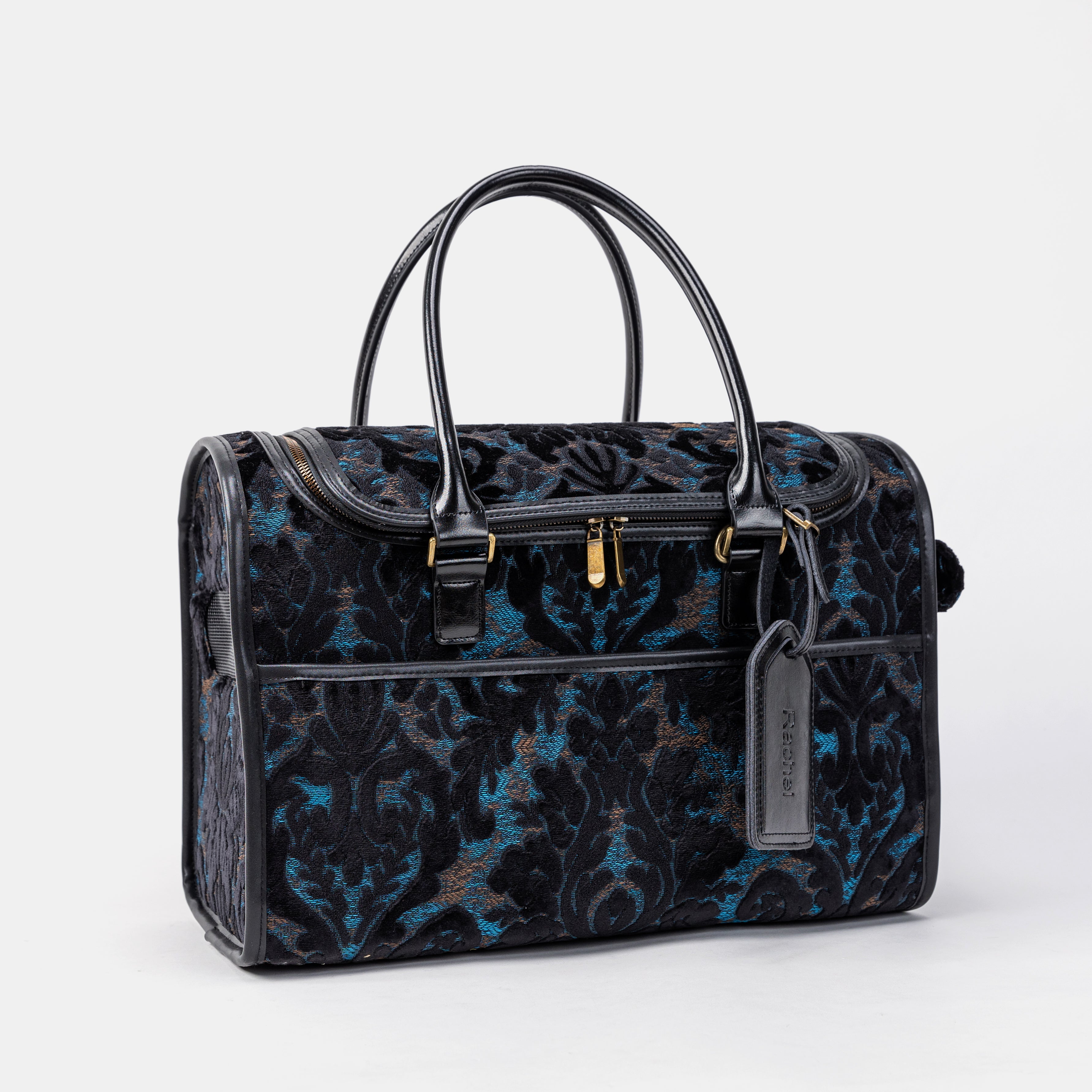 Travel Dog Carrier Bag Burnout Velvet Black Overview