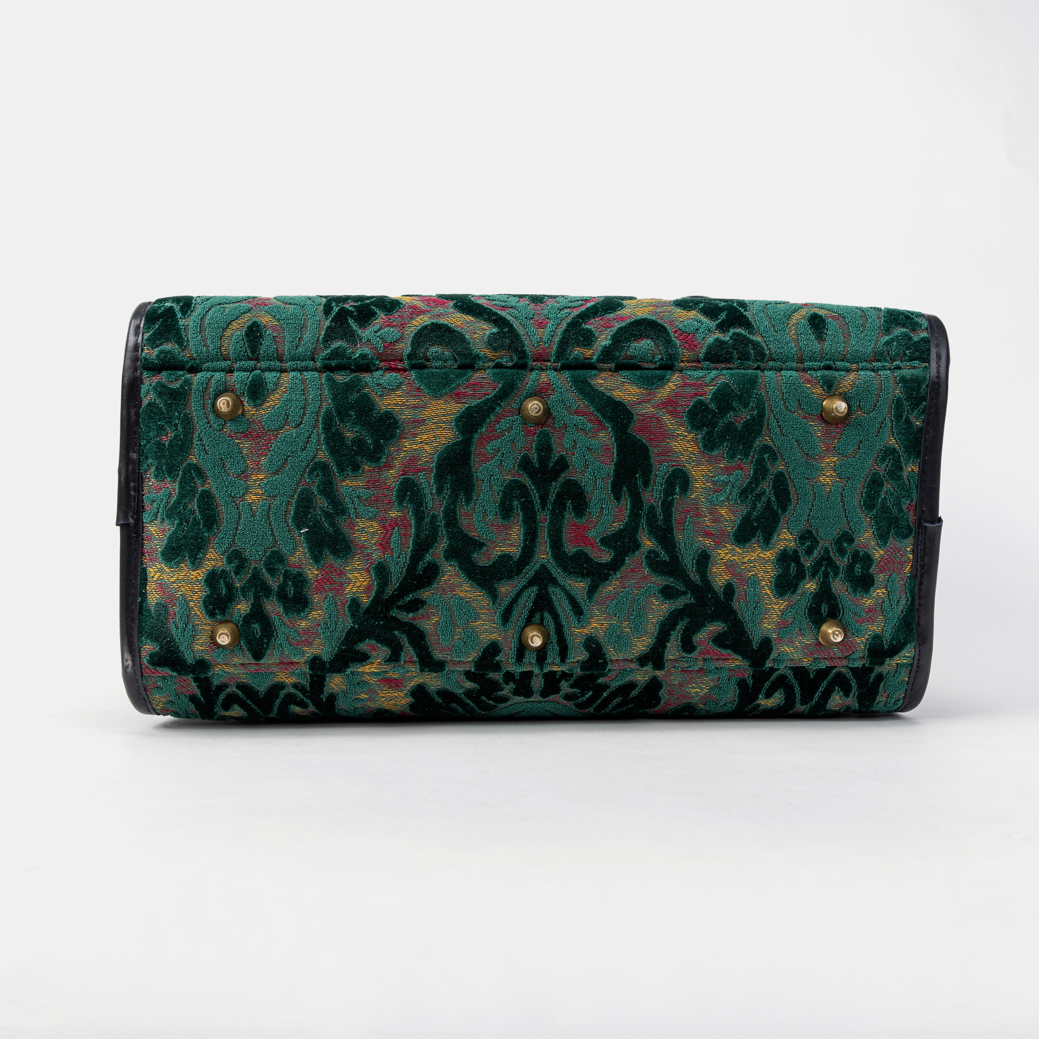 Travel Dog Carrier Bag Burnout Velvet Jade Green Bottom