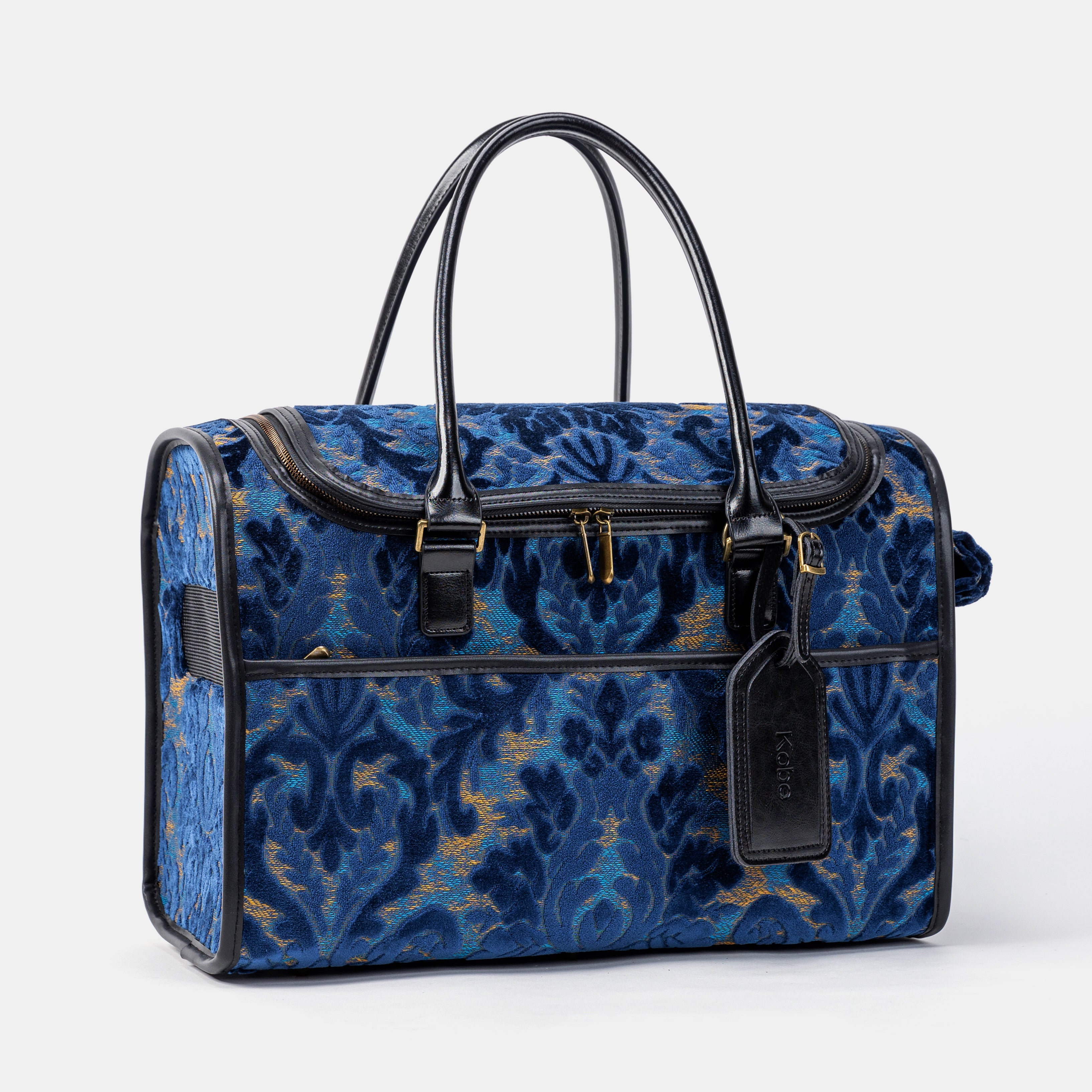 Travel Dog Carrier Bag Burnout Velvet Navy Overview