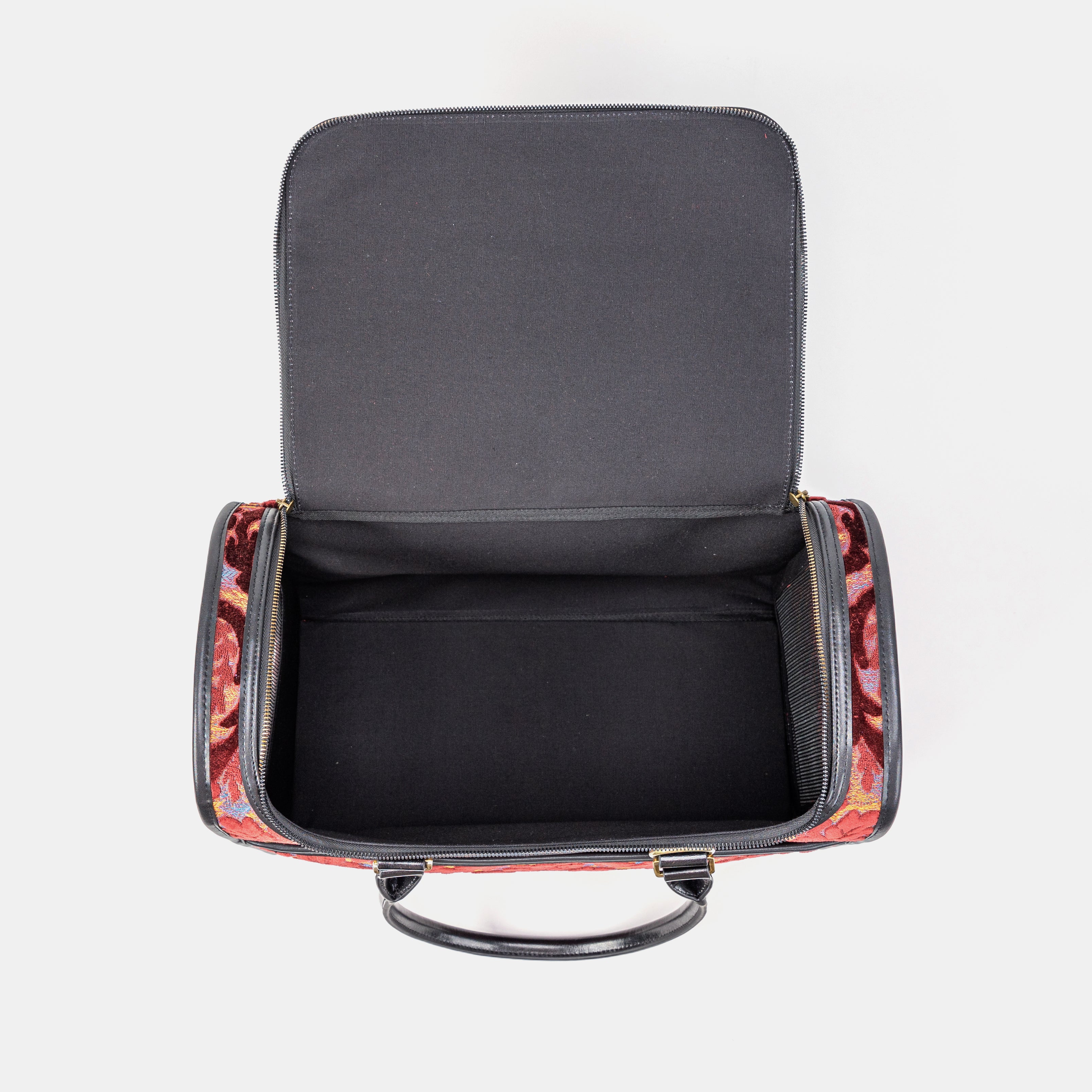 Travel Dog Carrier Bag Burnout Velvet Wine Inside