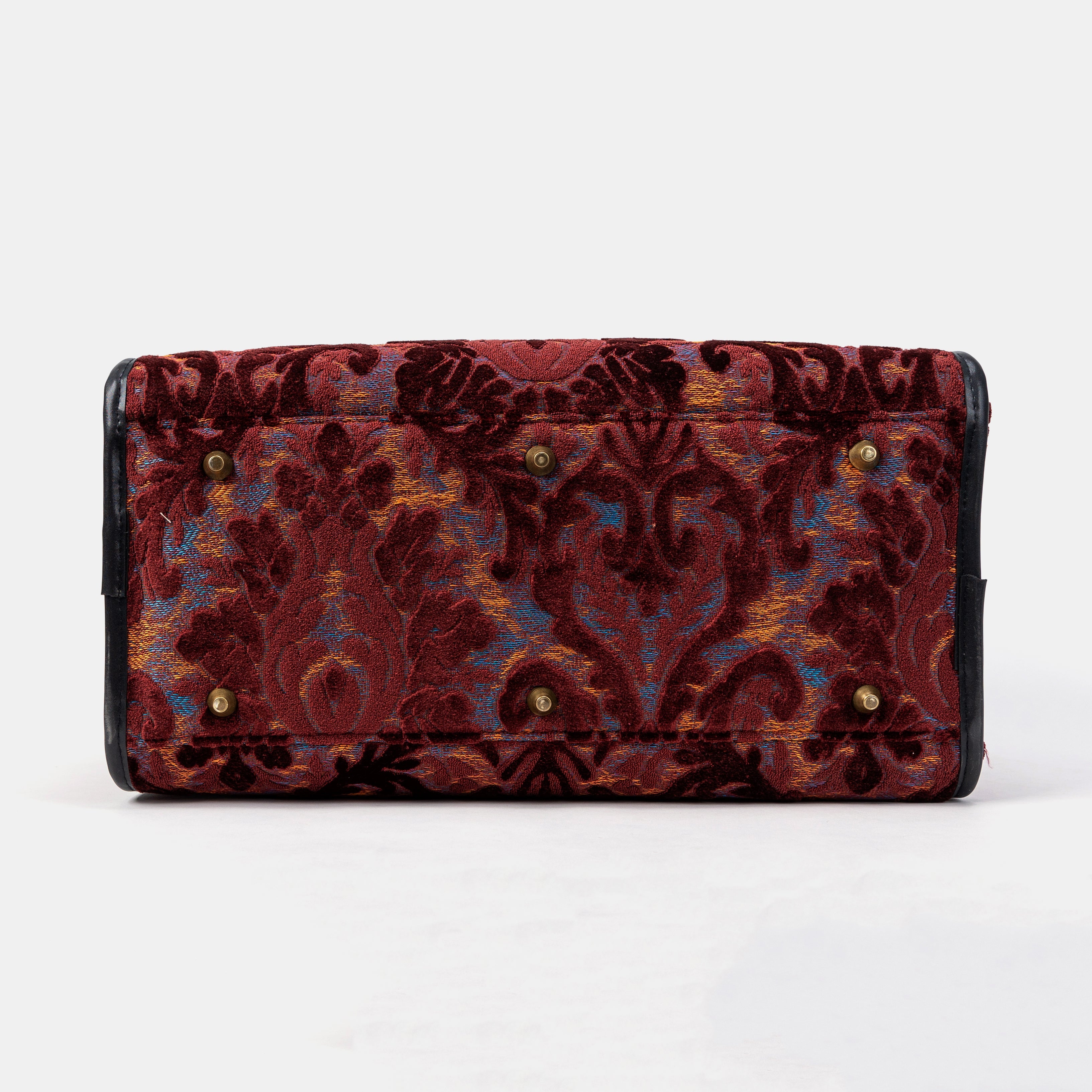 Travel Dog Carrier Bag Burnout Velvet Wine Bottom