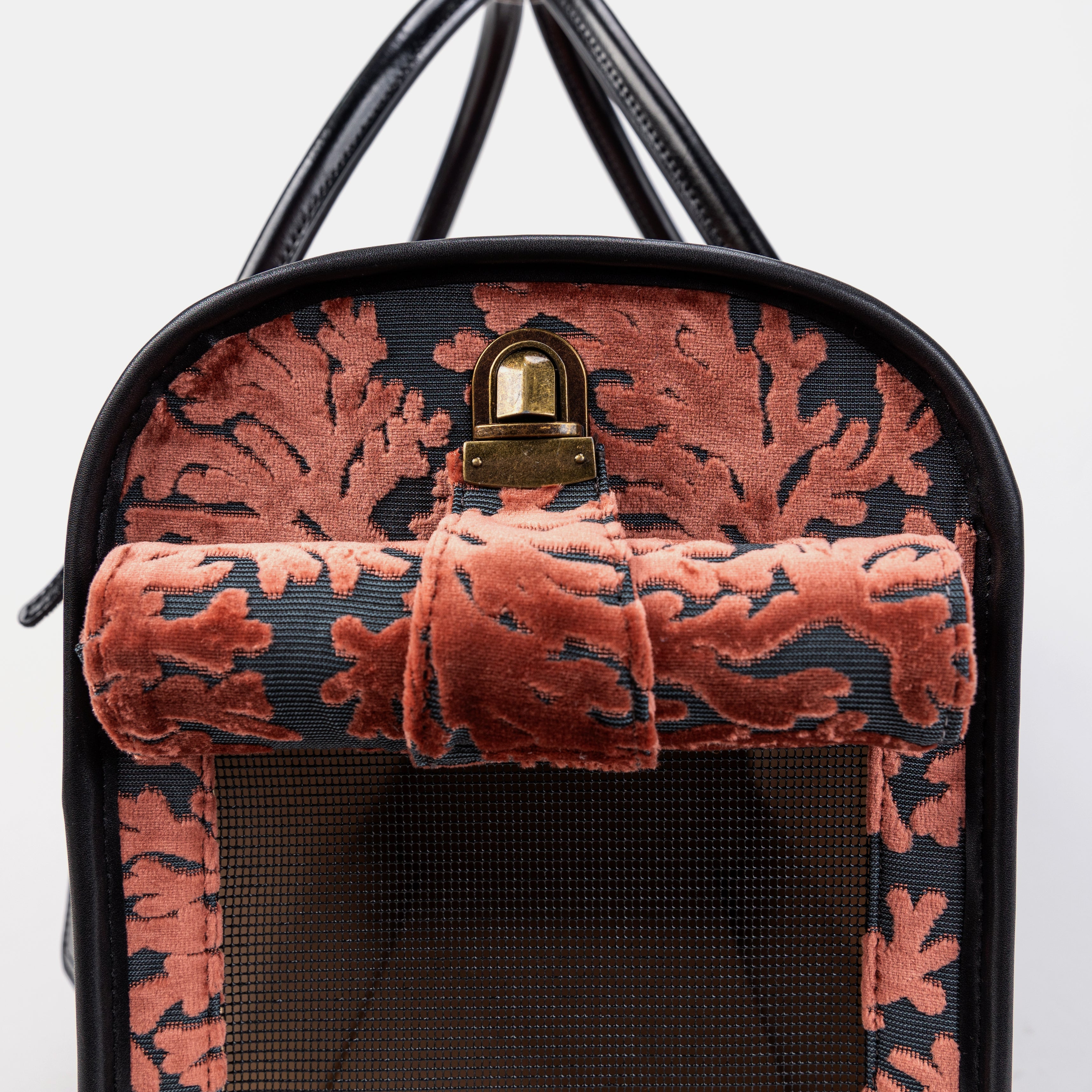 Travel Dog Carrier Bag Burnout Velvet St Tropez Scuba Coral Roll Up Flap