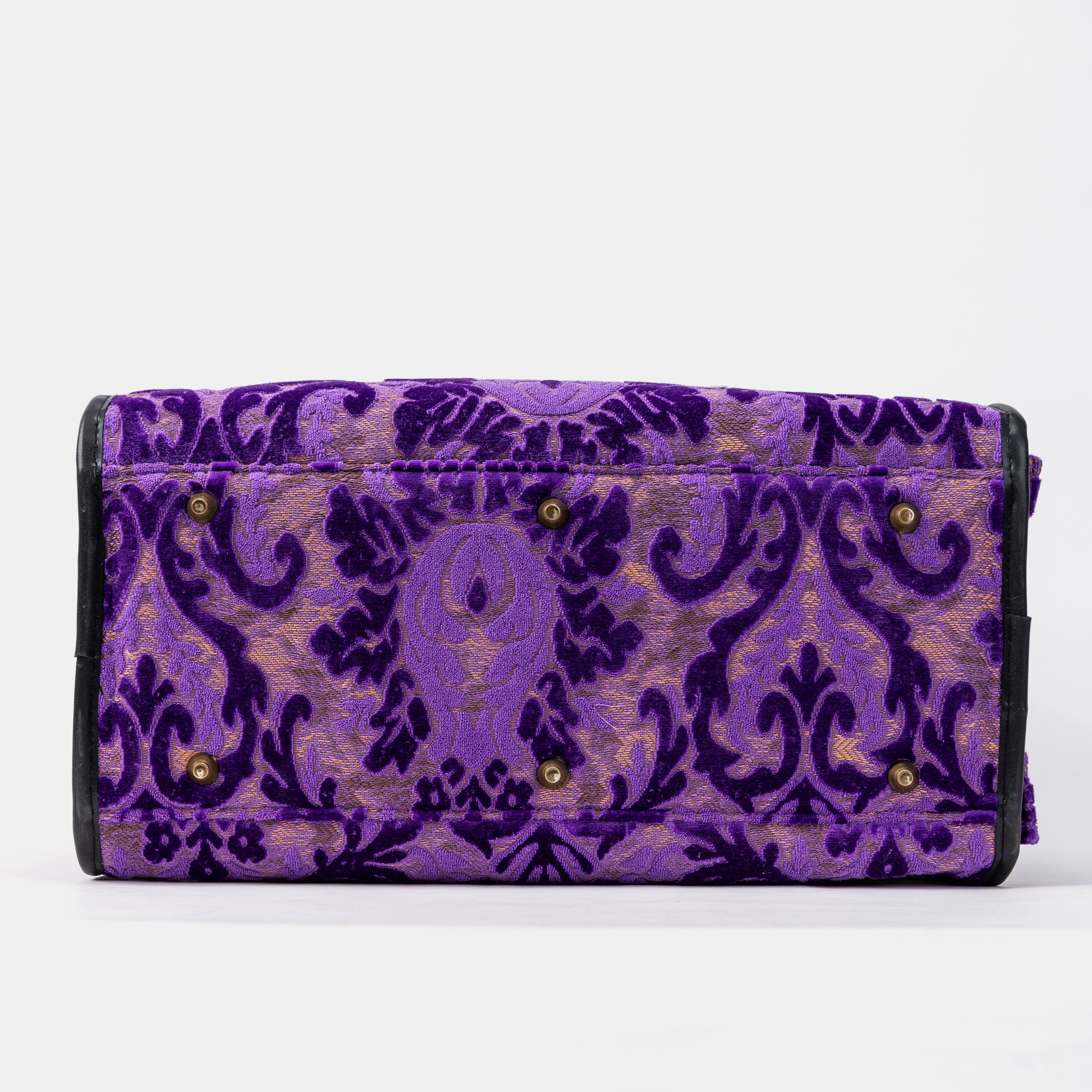 Travel Dog Carrier Bag Burnout Velvet Purple Bottom