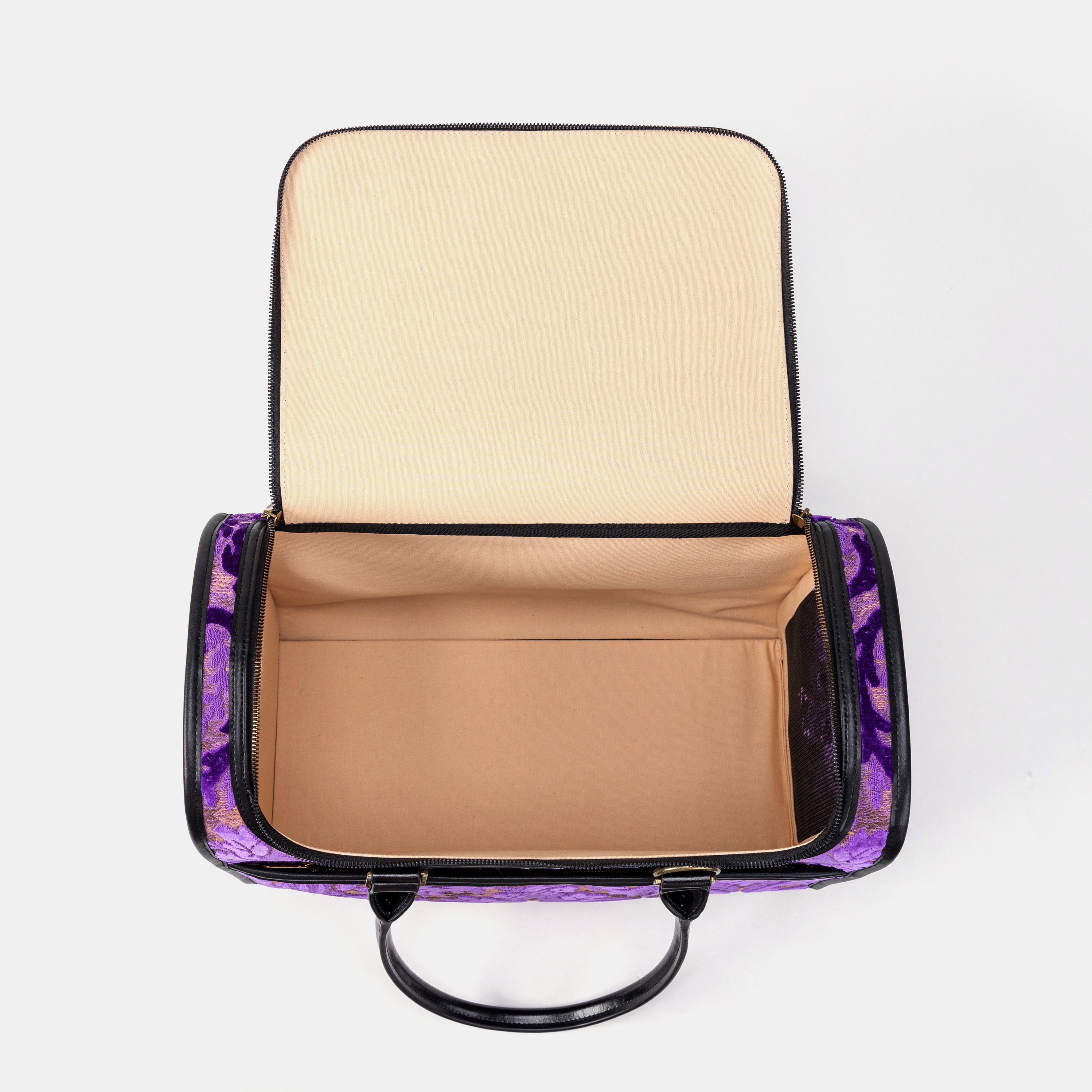 Travel Dog Carrier Bag Burnout Velvet Purple Inside