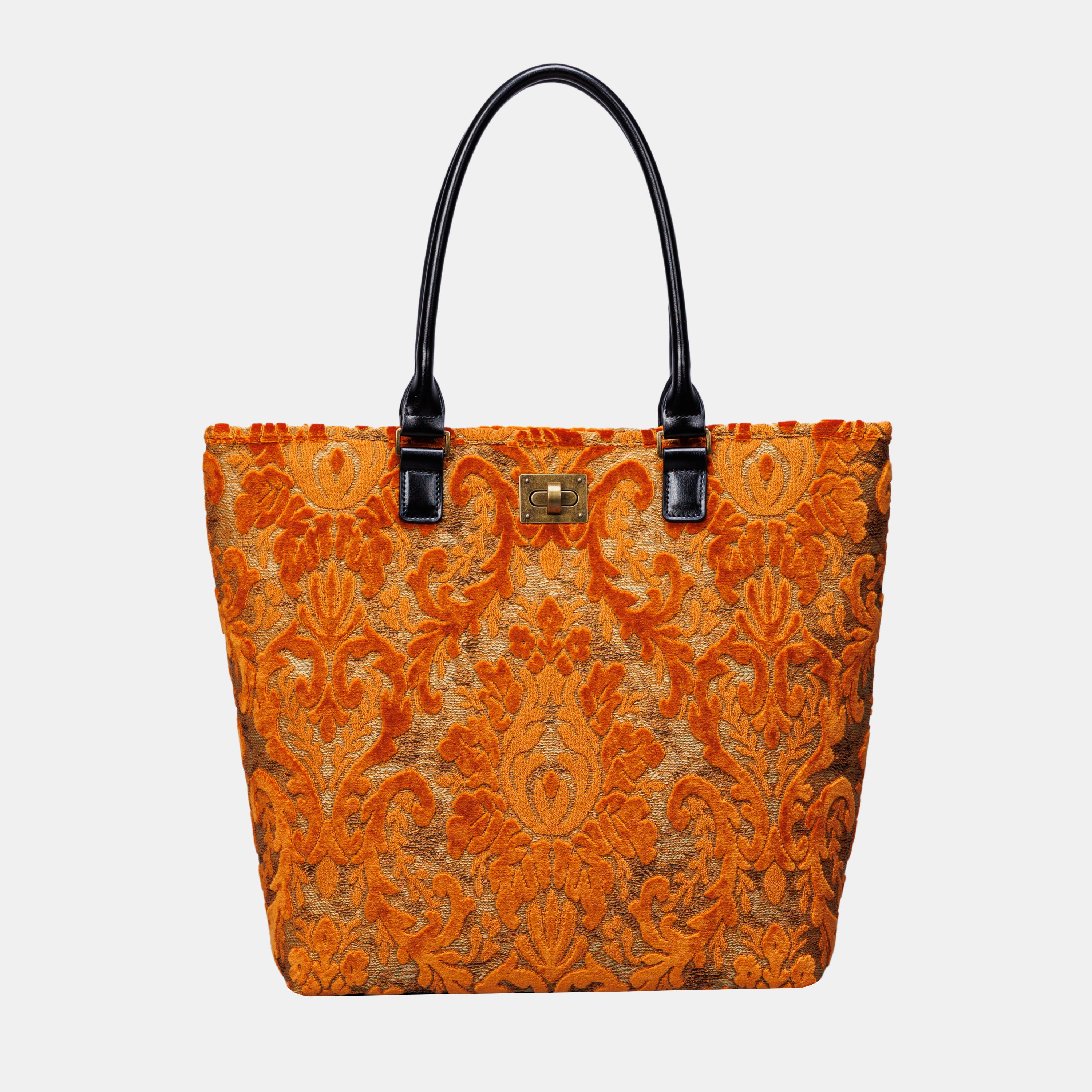 Burnout Velvet Orange Carpet Tote Shopper carpet bag MCW Handmade