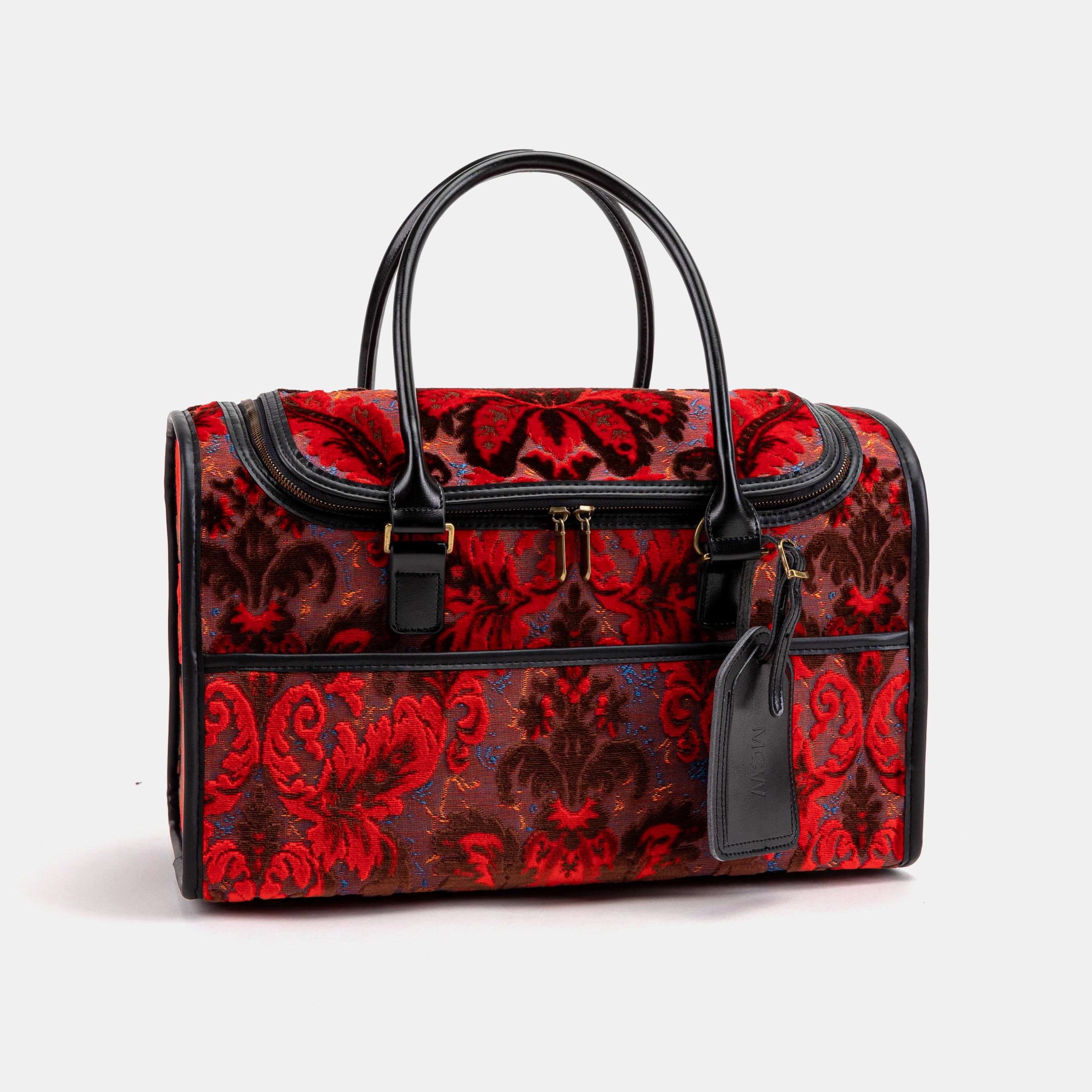 Travel Dog Carrier Burnout Velvet Revival Scarlet Airline Approved of America front side