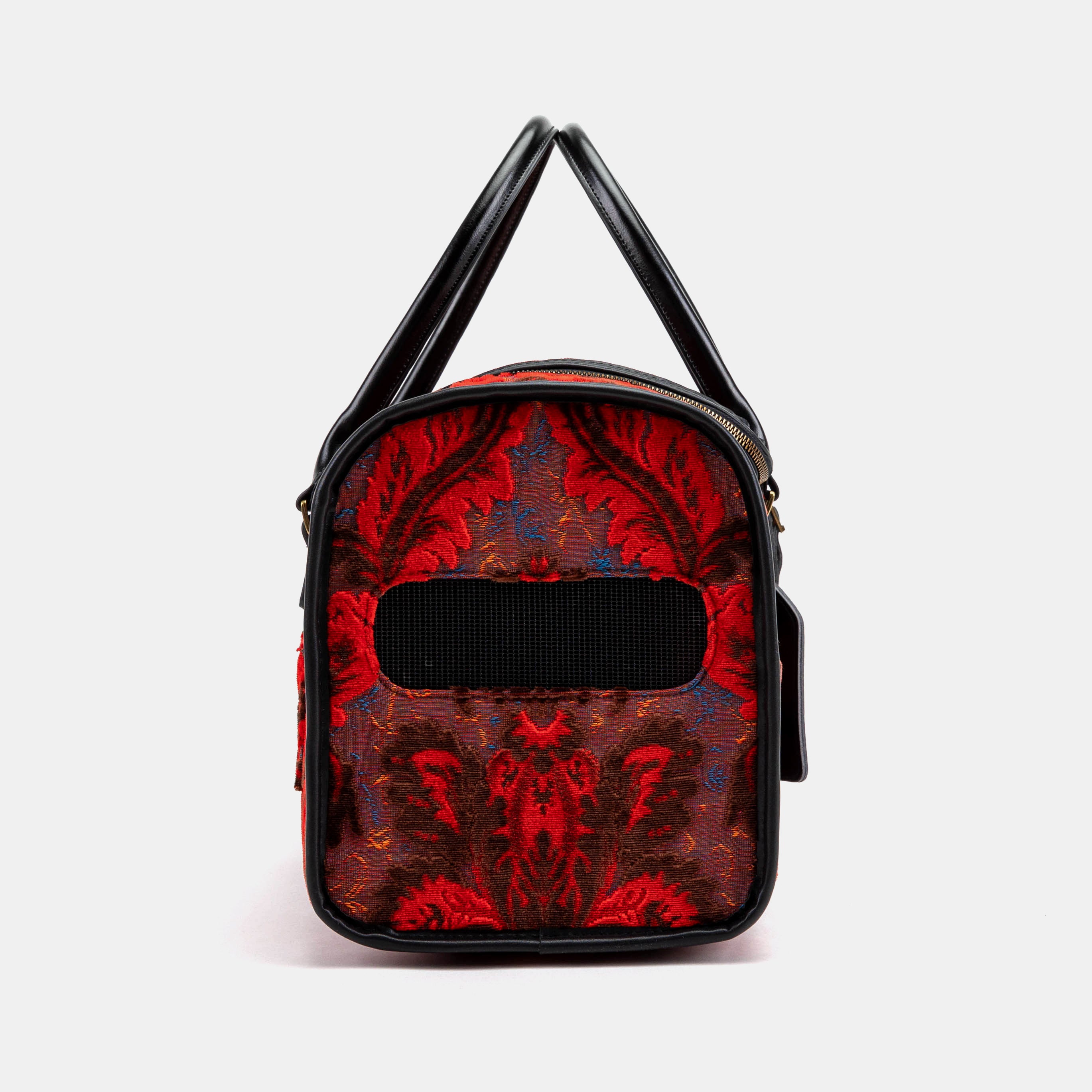 Travel Dog Carrier Burnout Velvet Revival Scarlet Airline Approved of America side