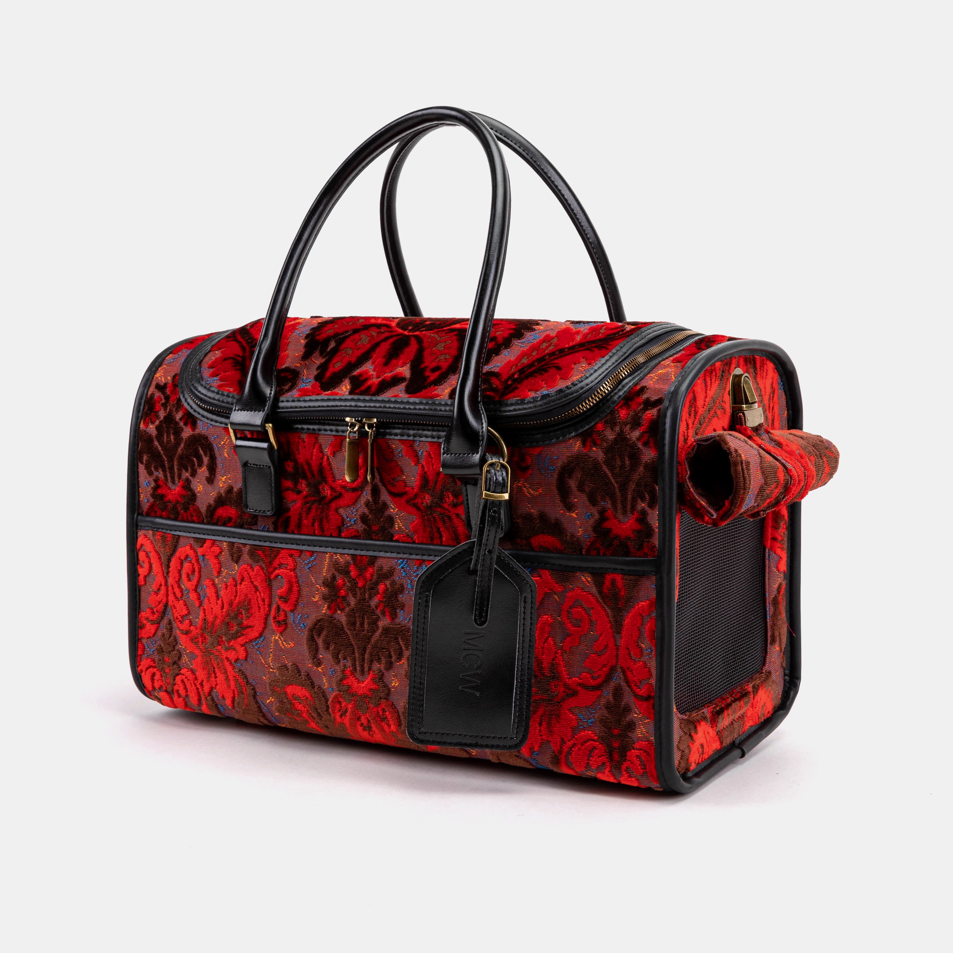 Travel Dog Carrier Burnout Velvet Revival Scarlet Airline Approved of America main