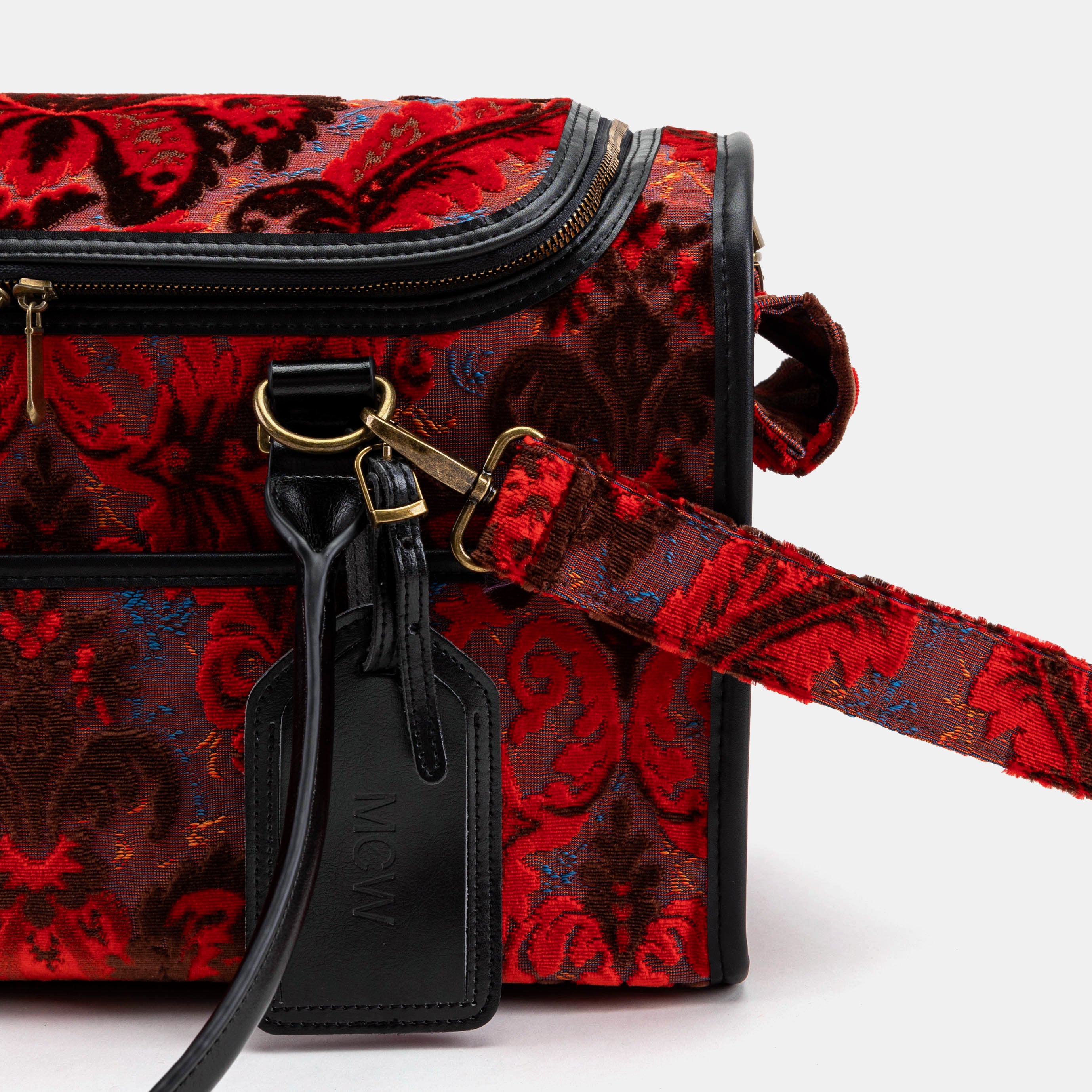 Travel Dog Carrier Burnout Velvet Revival Scarlet Airline Approved of America clasp