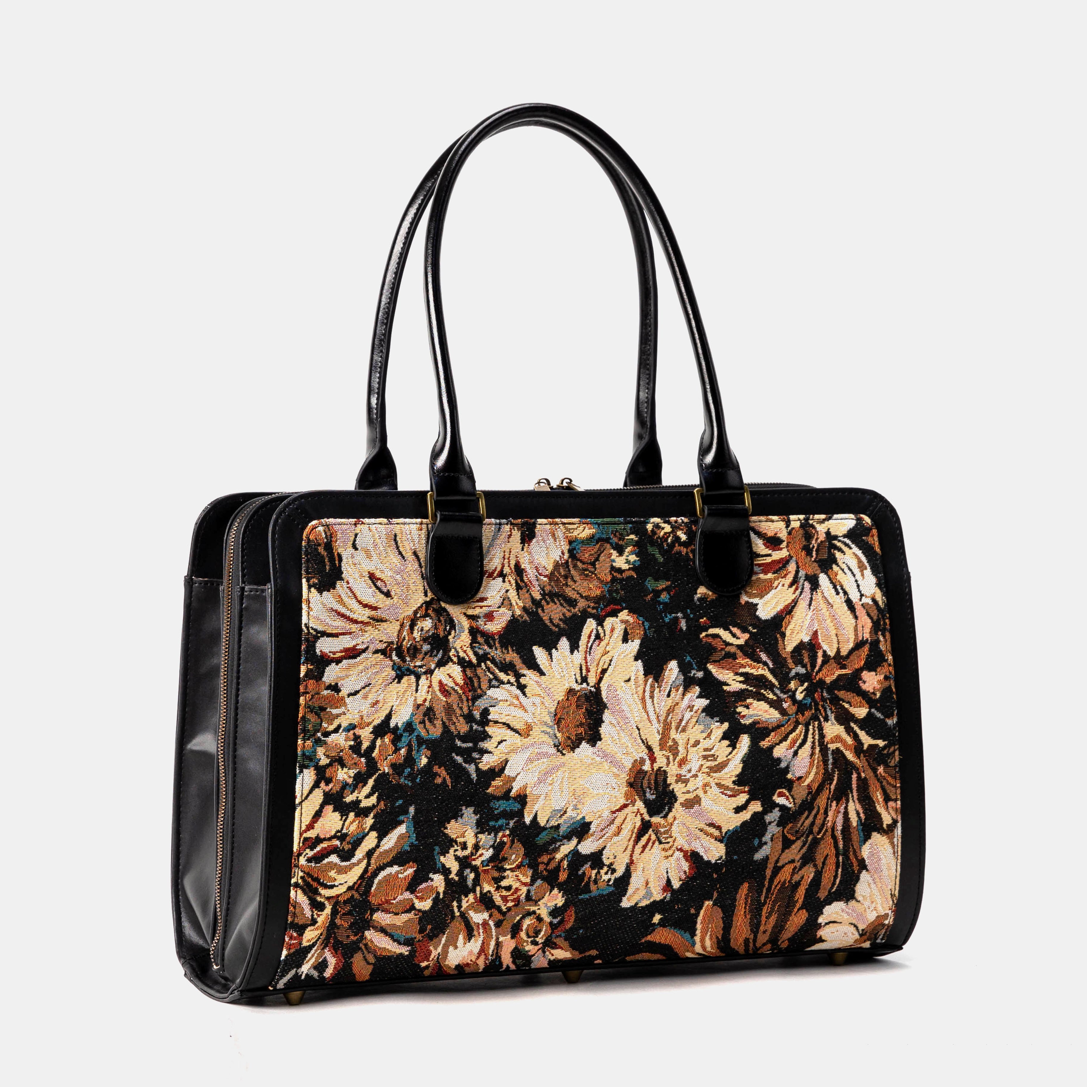 Business Tote Carpet Bag Blooming Daisy Black main