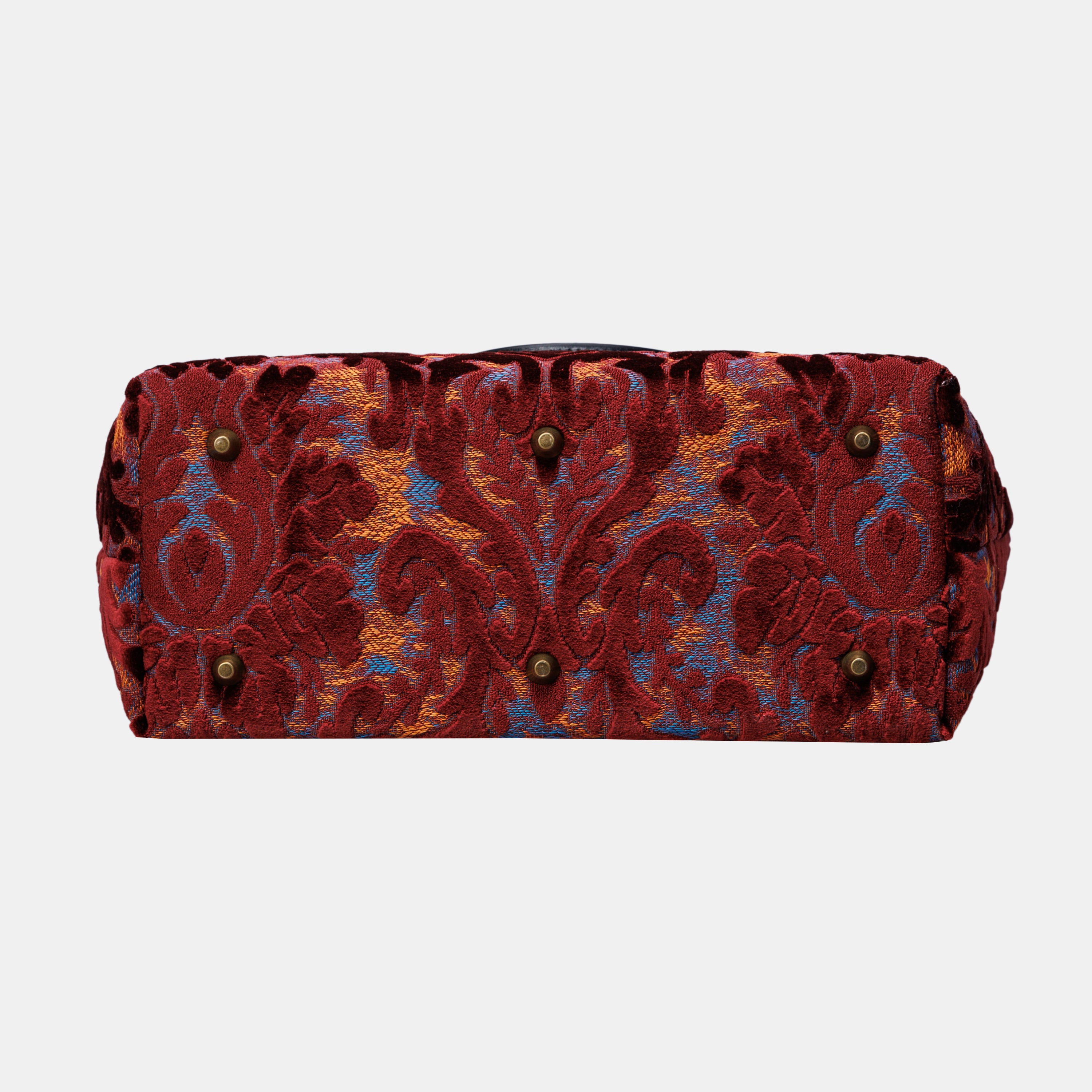 Burnout Velvet Wine Carpet Tote Shopper carpet bag MCW Handmade-6