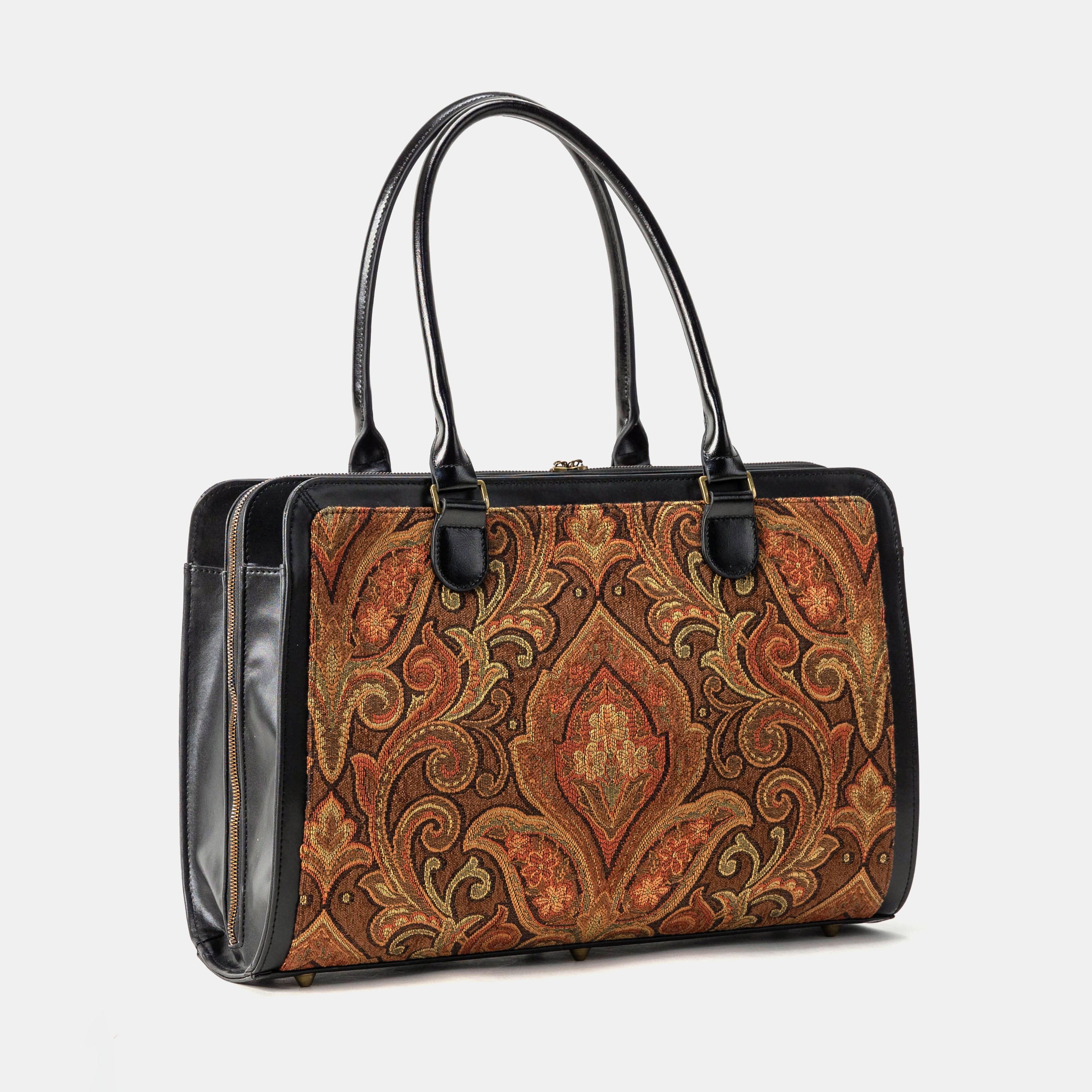 Business Tote Carpet Bag Damask D. Brown  main