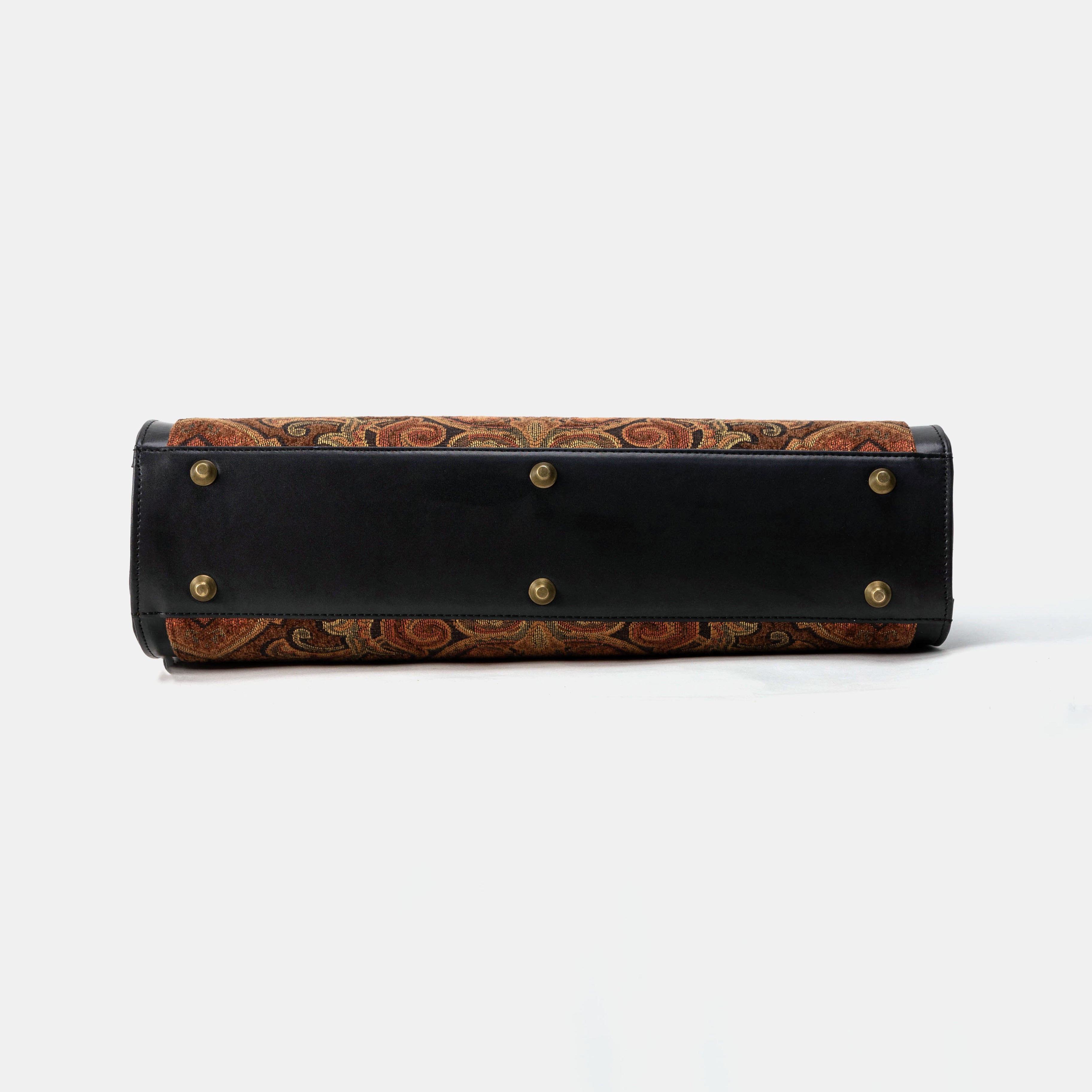 Business Tote Carpet Bag Damask D. Brown bottom